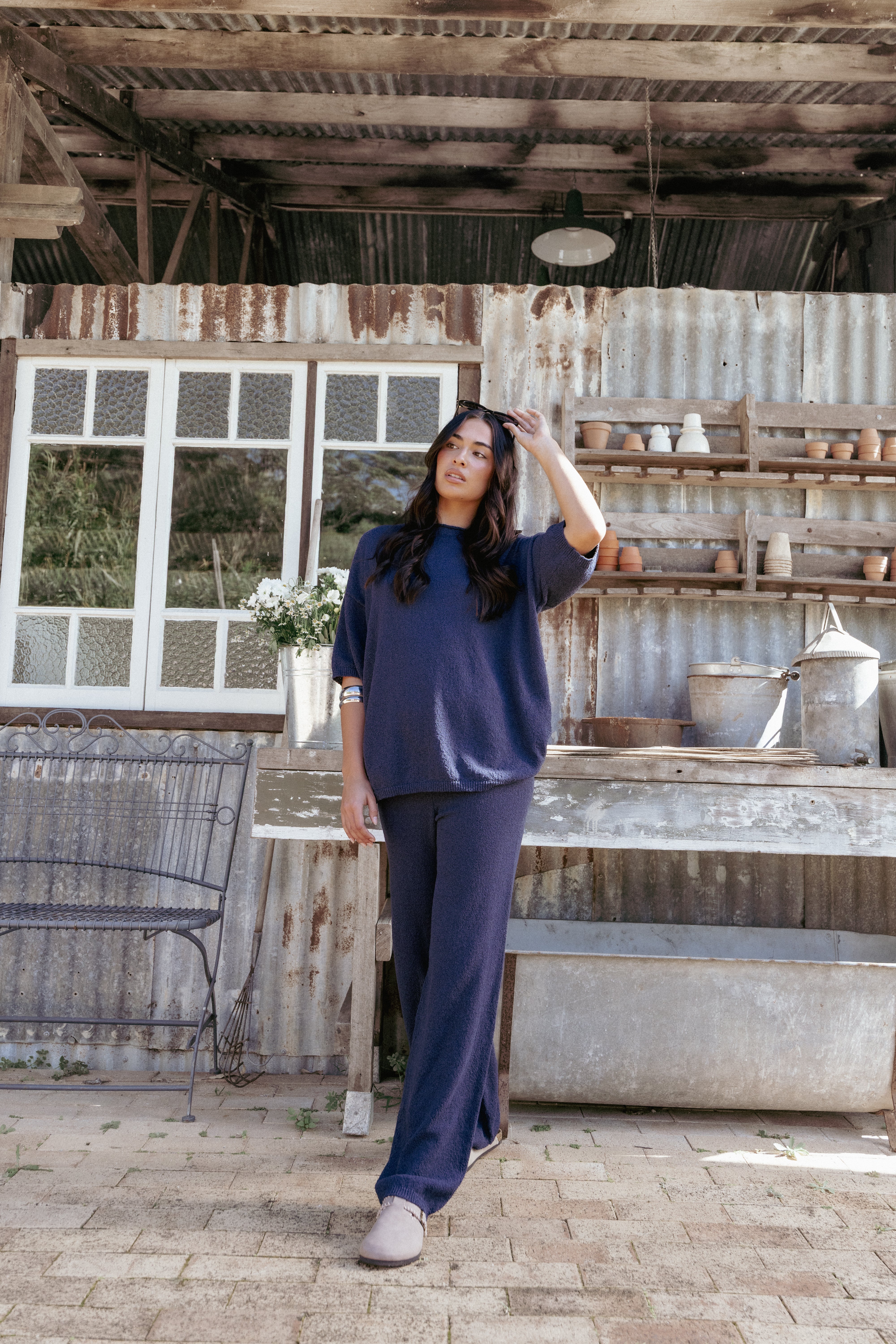 Petal and Pup USA BOTTOMS Ashby Knit Pant - Navy