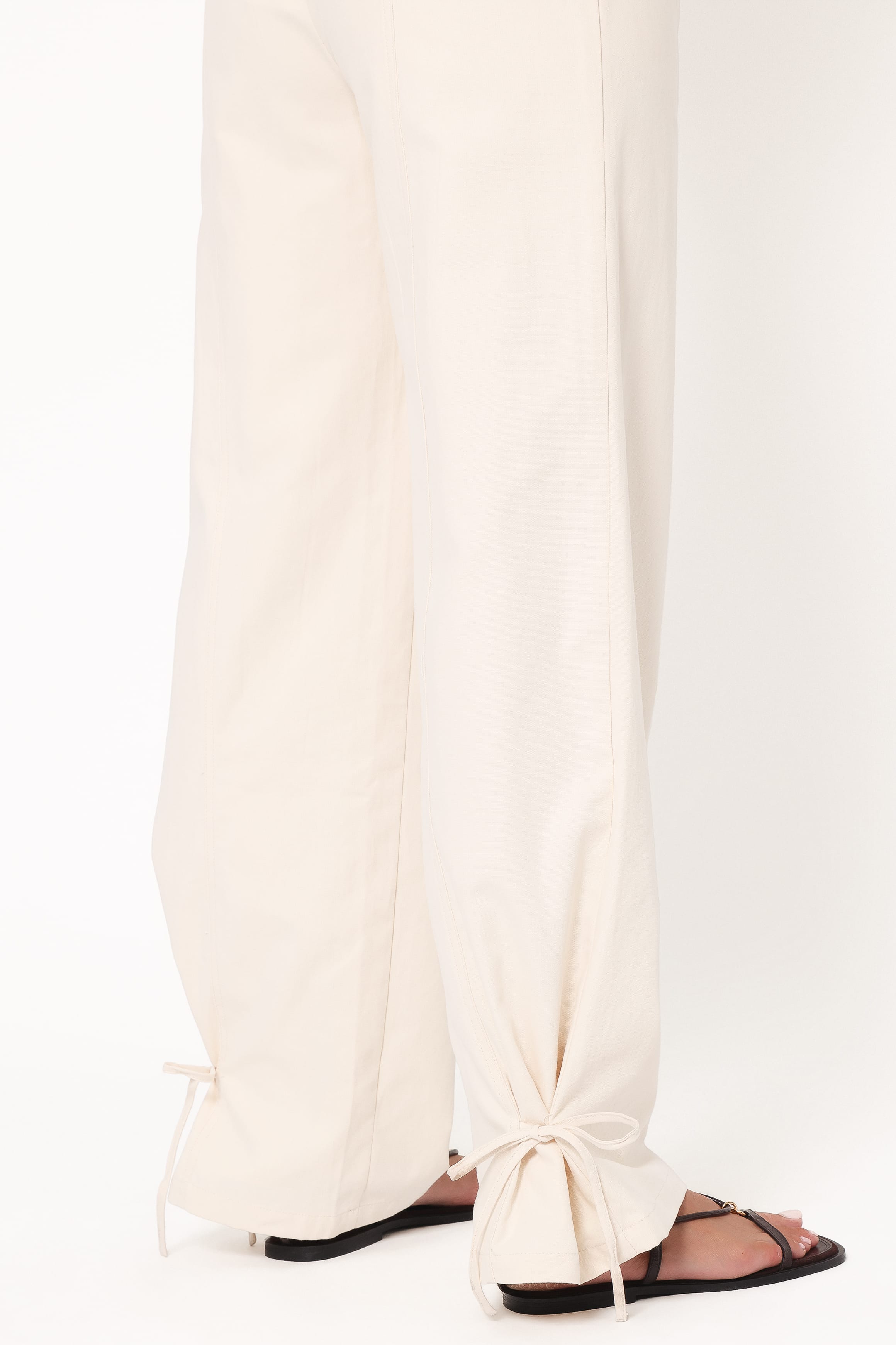 Petal and Pup USA BOTTOMS Asher Tie Detail Tapered Leg Pants - Cream