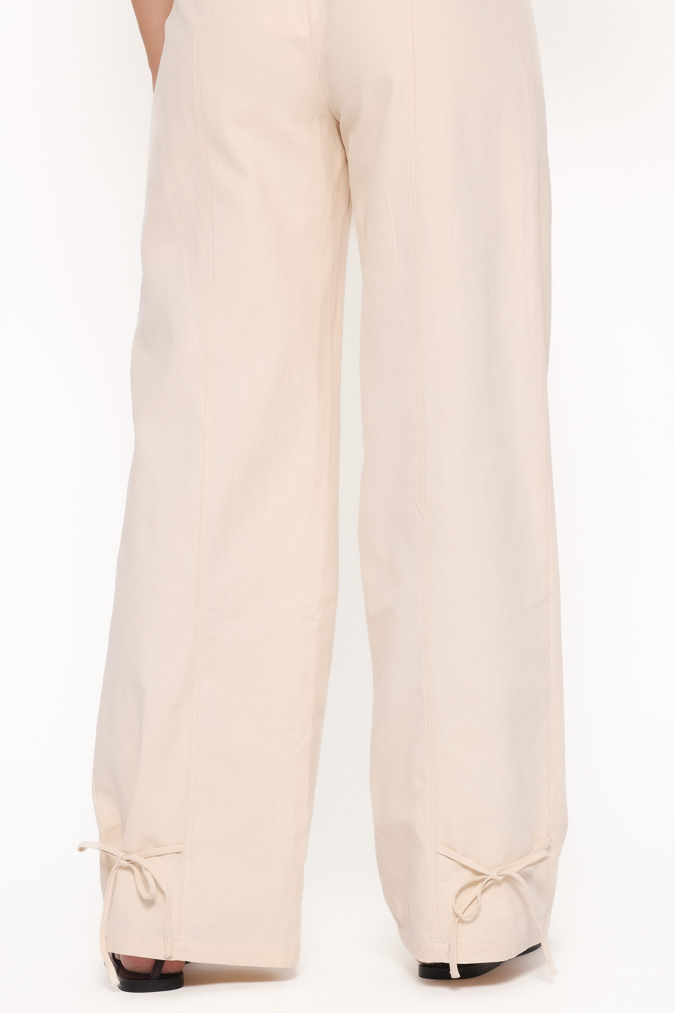 Petal and Pup USA BOTTOMS Asher Tie Detail Tapered Leg Pants - Cream