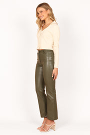 Ashley Faux Leather Pants - Olive - Petal & Pup USA