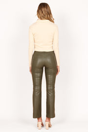 Petal and Pup USA BOTTOMS Ashley Faux Leather Pants - Olive