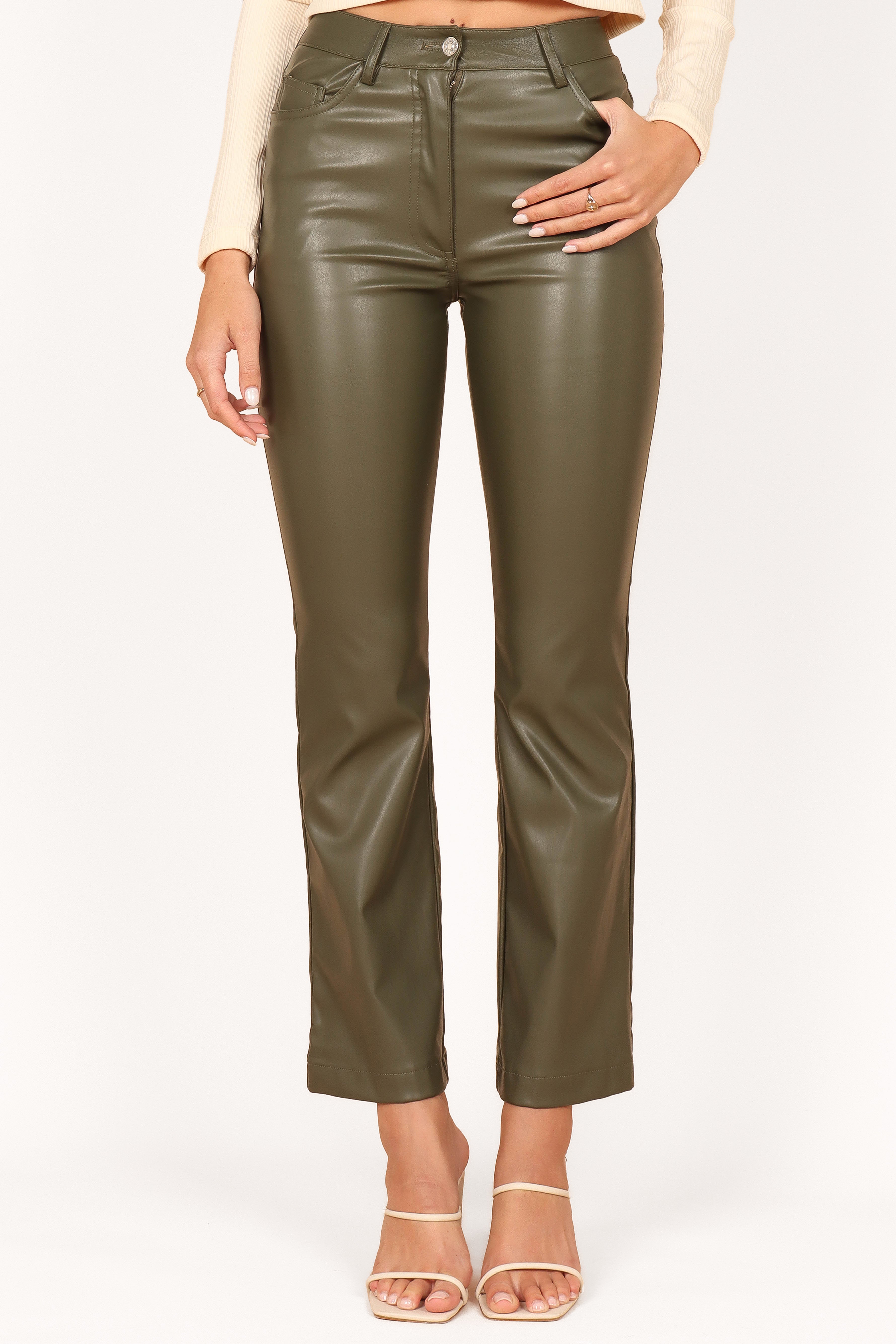 Bcbg Faux Leather Olive online EverleighSweater