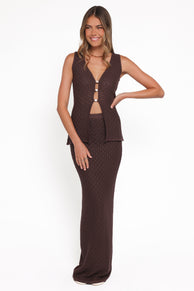 Petal and Pup USA BOTTOMS Asplie Knit Maxi Skirt - Espresso