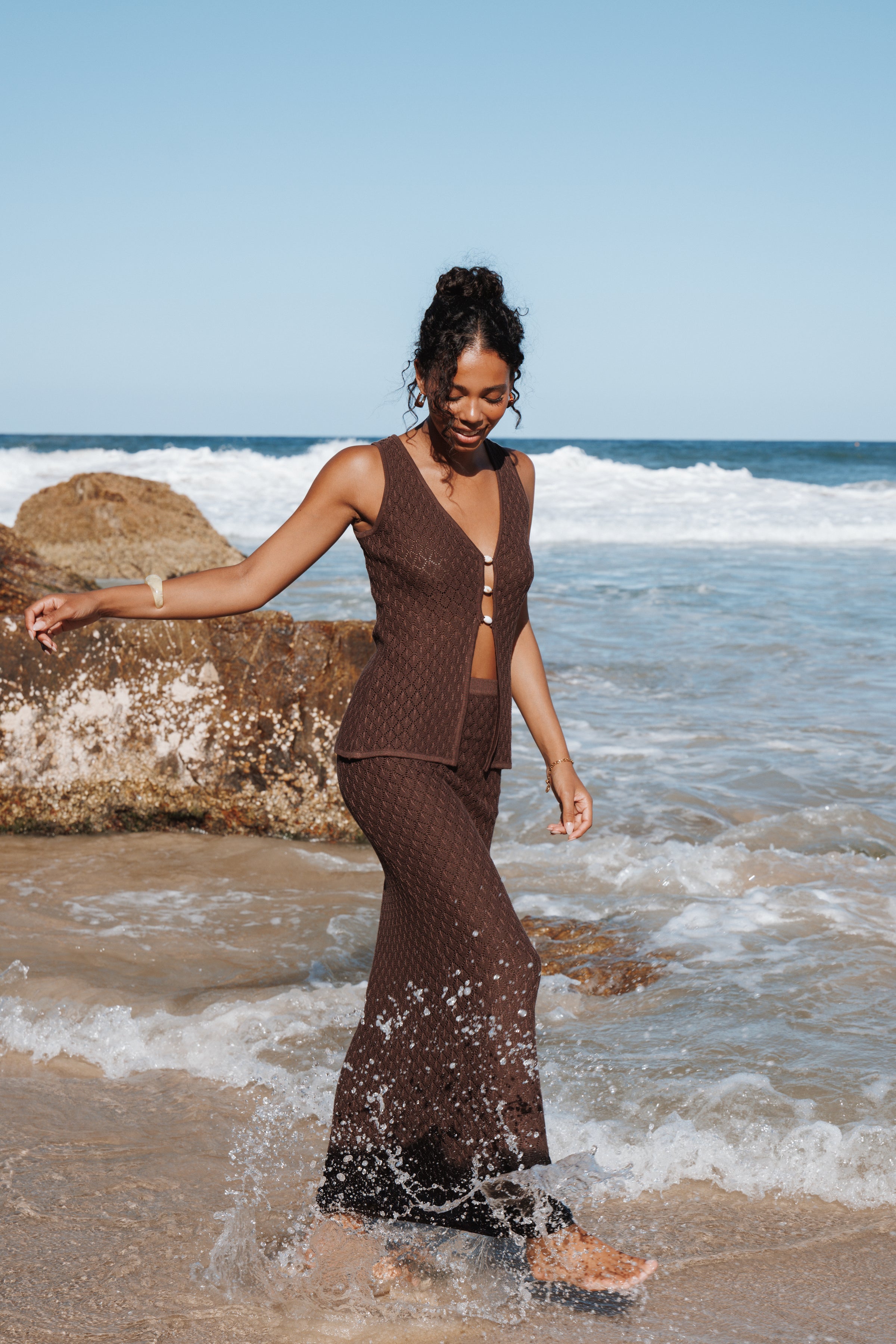 Petal and Pup USA BOTTOMS Asplie Knit Maxi Skirt - Espresso