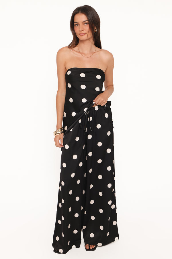 Petal and Pup USA BOTTOMS Belinda Drawstring Pant - Black/Cream