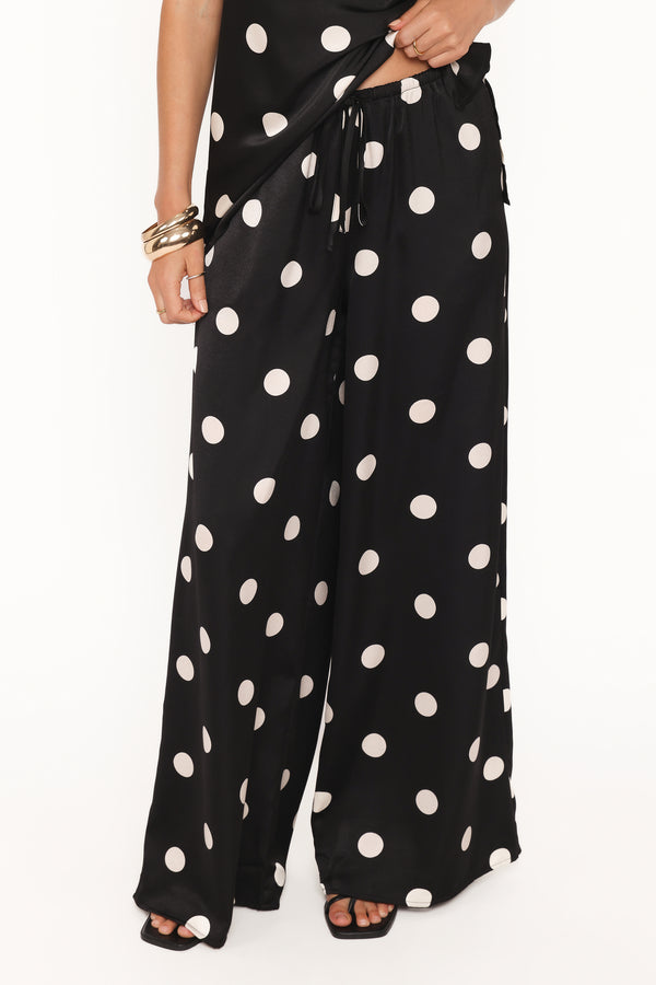 Petal and Pup USA BOTTOMS Belinda Drawstring Pant - Black/Cream