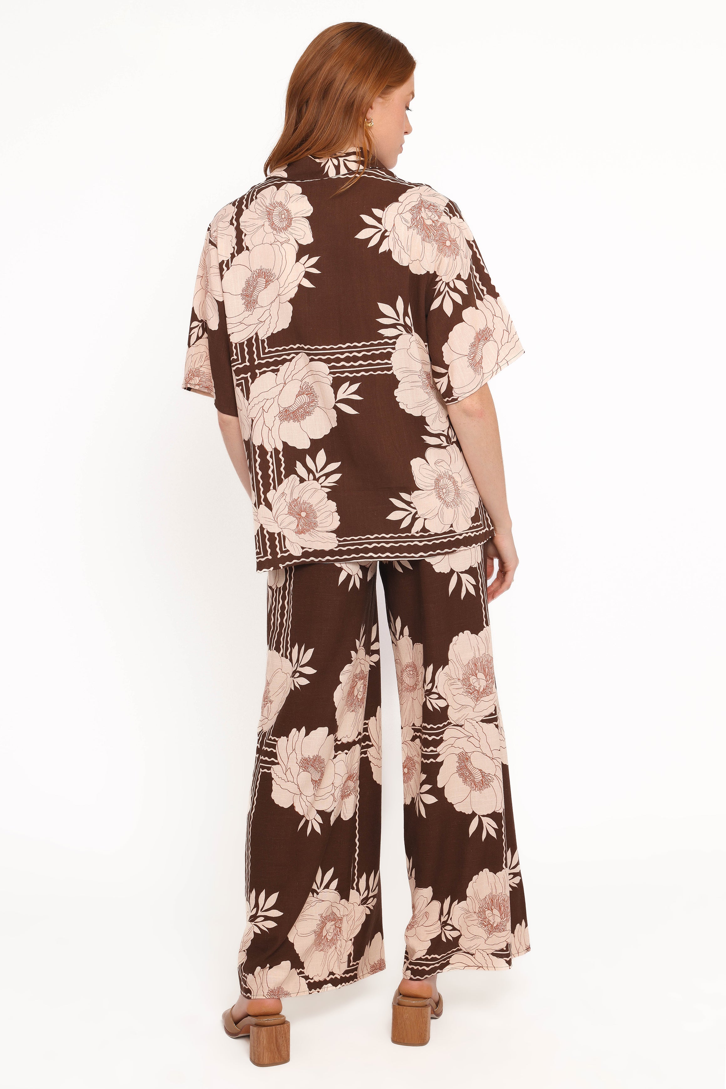 Petal and Pup USA BOTTOMS Bernadine Wide Leg Pant - Brown Floral