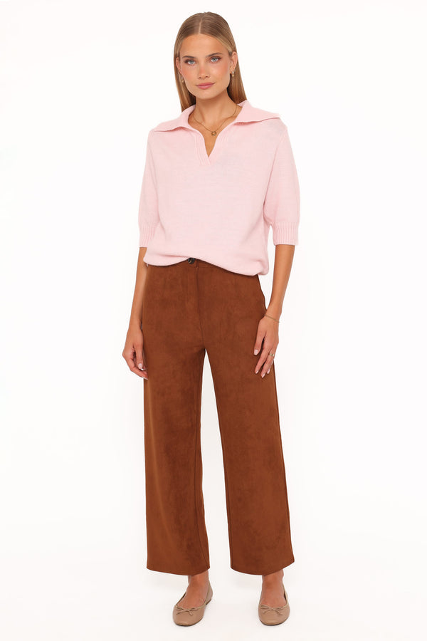 Petal and Pup USA BOTTOMS Bodie Faux Suede Pant - Copper Tan