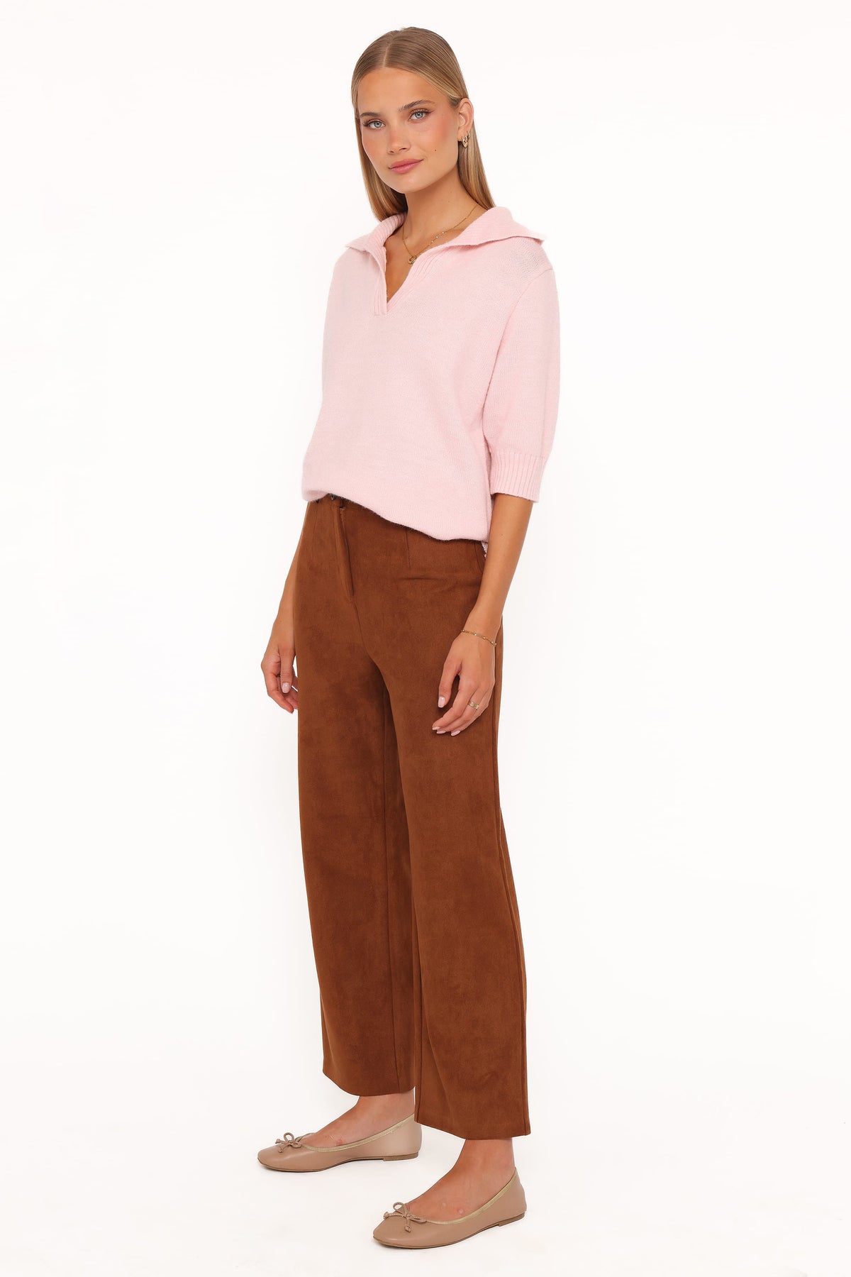 Petal and Pup USA BOTTOMS Bodie Faux Suede Pant - Copper Tan