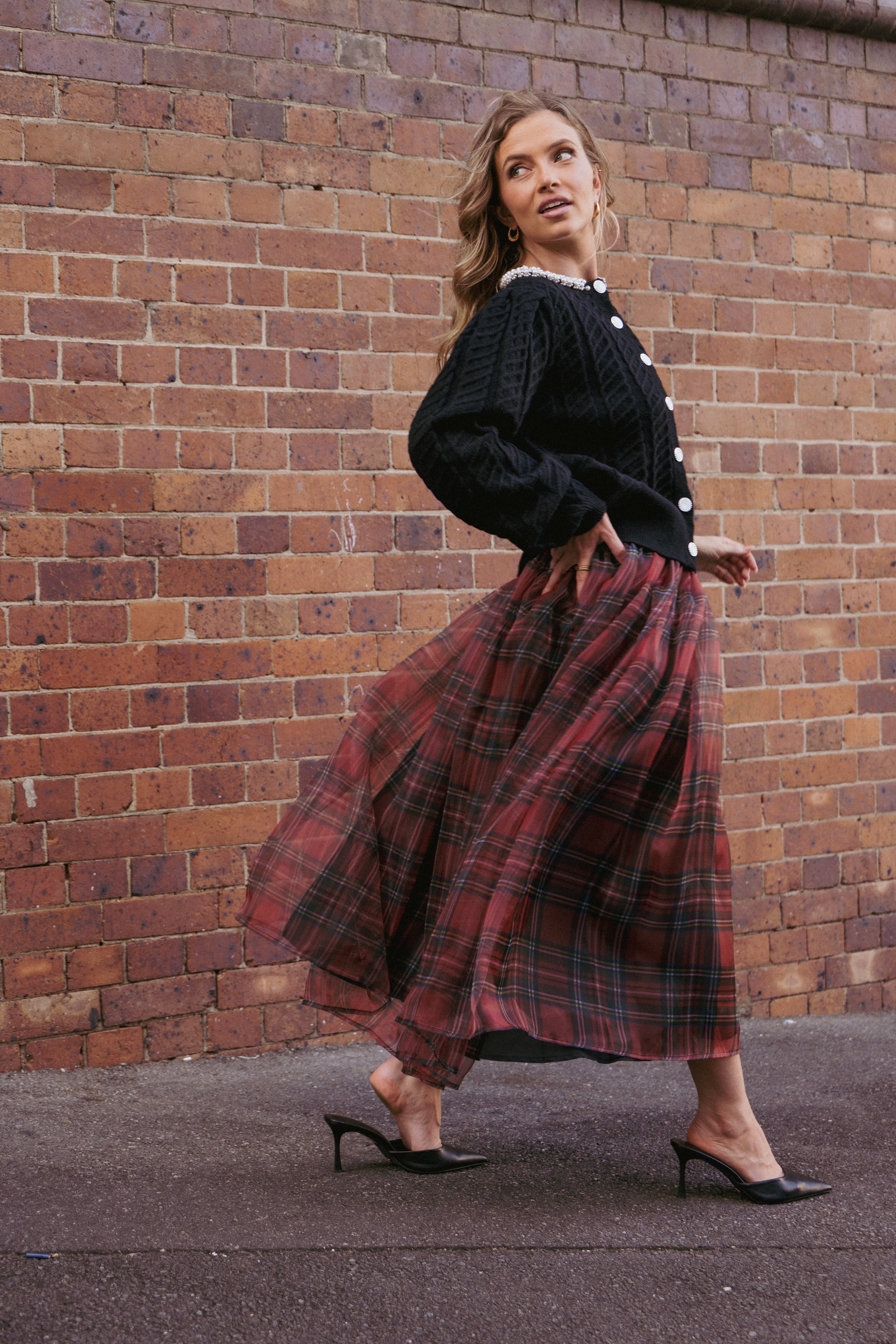 Petal and Pup USA BOTTOMS Bonita Midi Skirt - Red Plaid