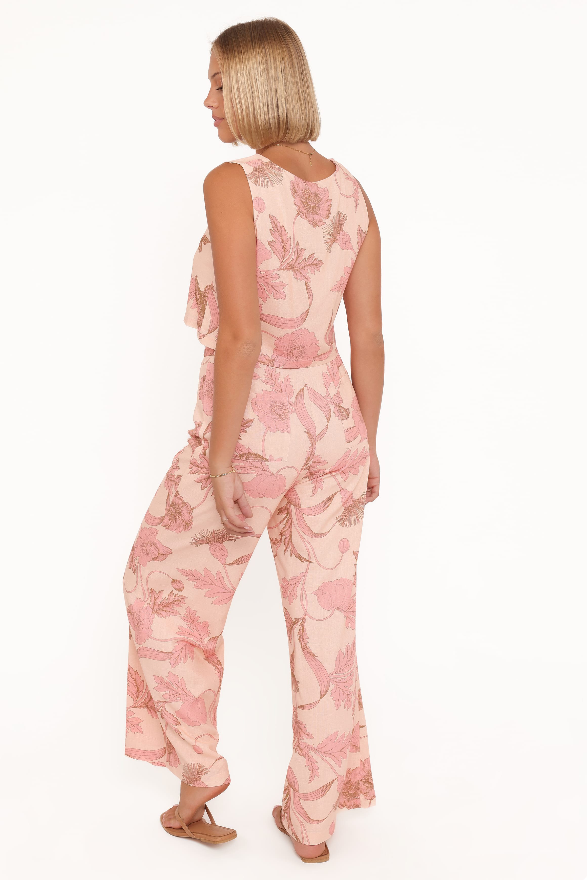 Petal and Pup USA BOTTOMS Brayden Wide Leg Linen Pant - Pink Floral