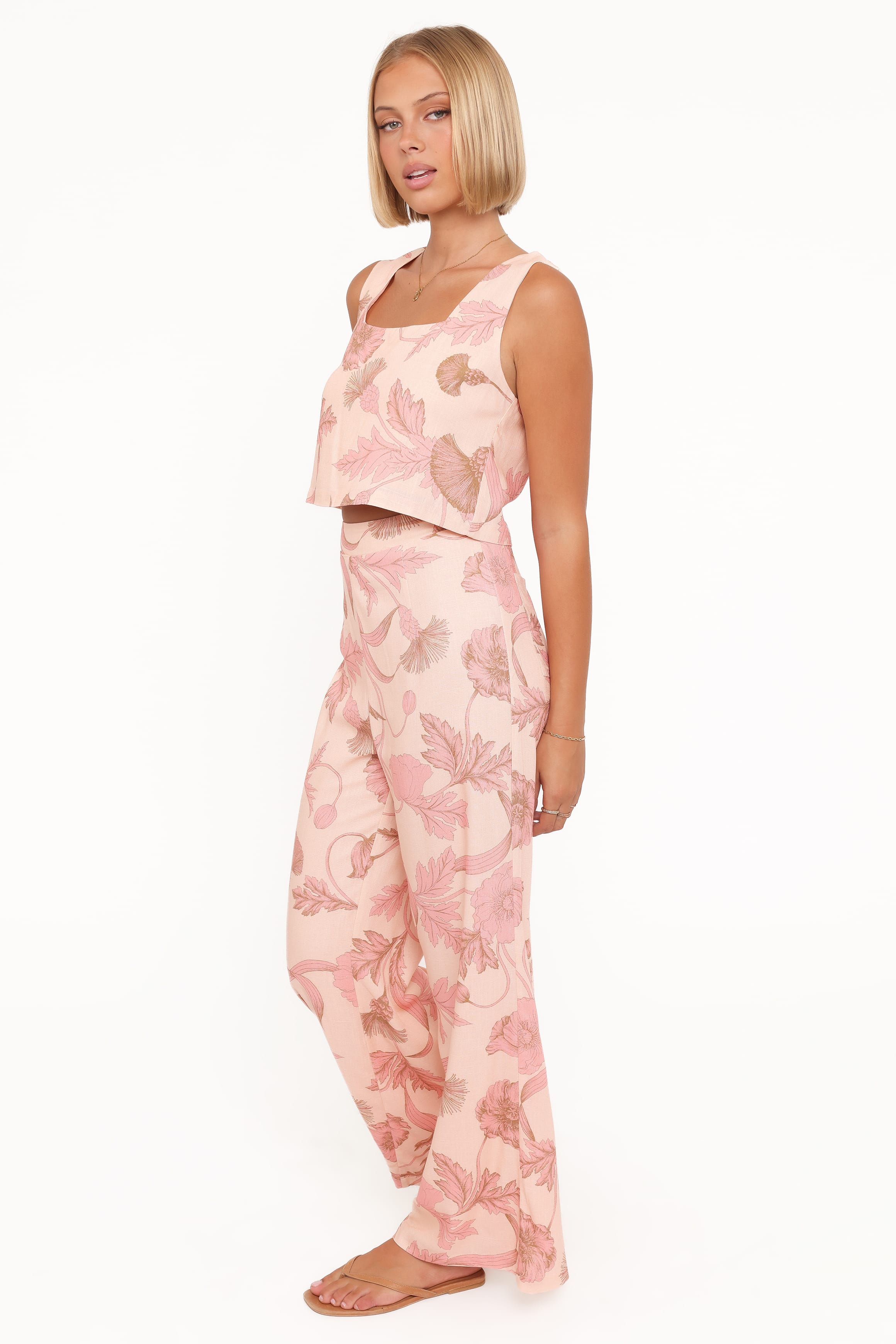Petal and Pup USA BOTTOMS Brayden Wide Leg Linen Pant - Pink Floral