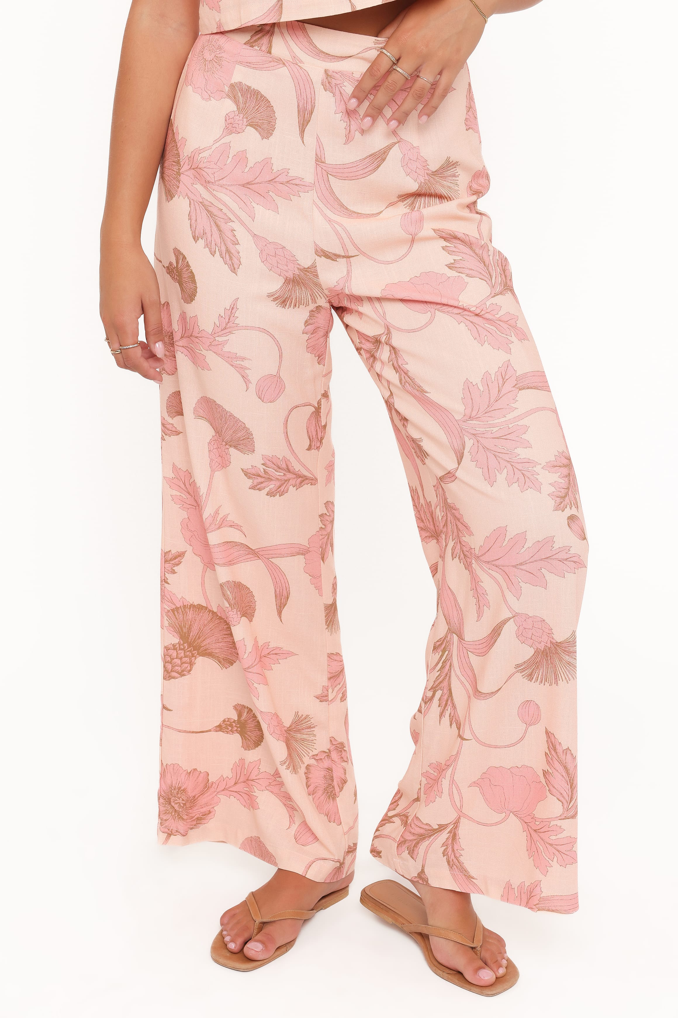 Petal and Pup USA BOTTOMS Brayden Wide Leg Linen Pant - Pink Floral