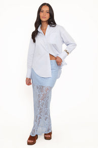 Petal and Pup USA BOTTOMS Brittany Lace Maxi Skirt - Blue