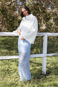 Petal and Pup USA BOTTOMS Brittany Lace Maxi Skirt - Blue