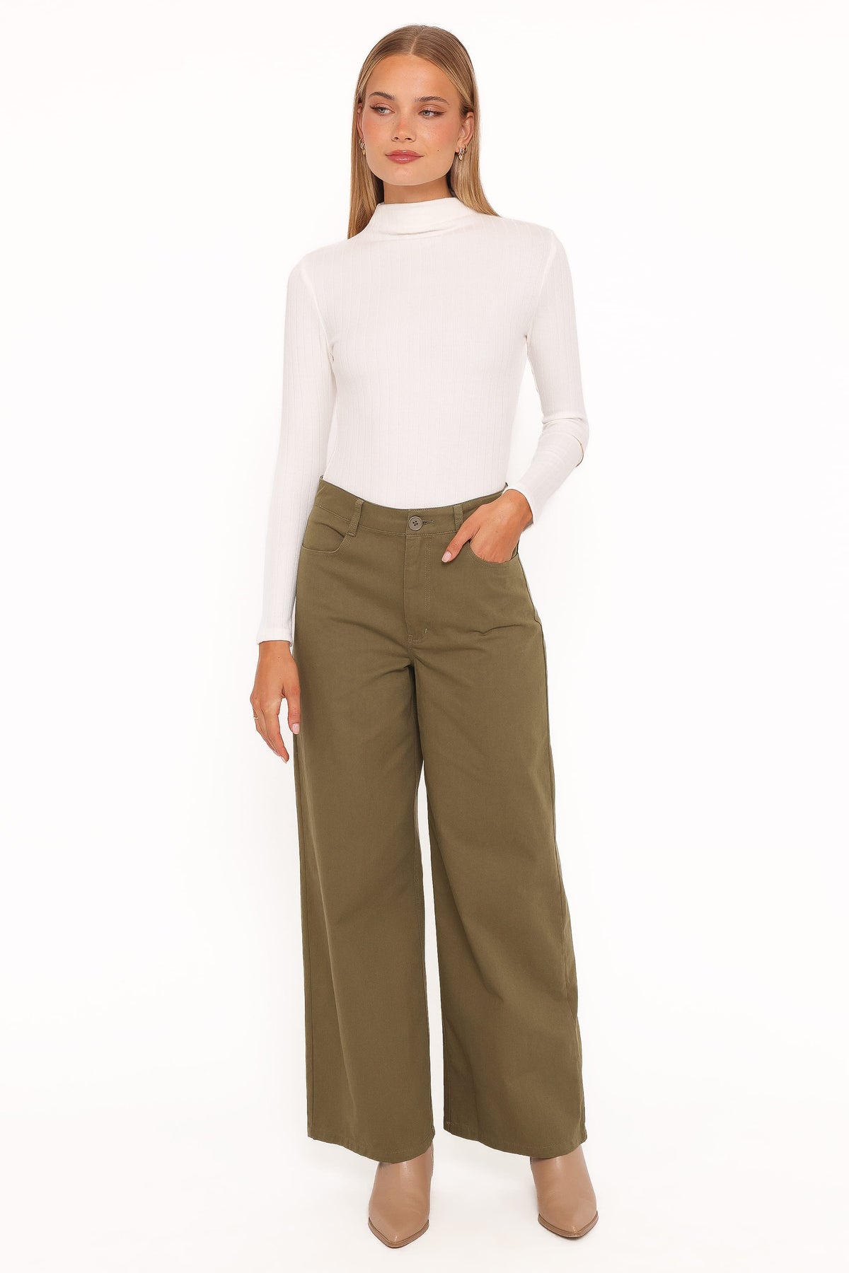 Petal and Pup USA BOTTOMS Brynn Straight Leg Pants - Khaki