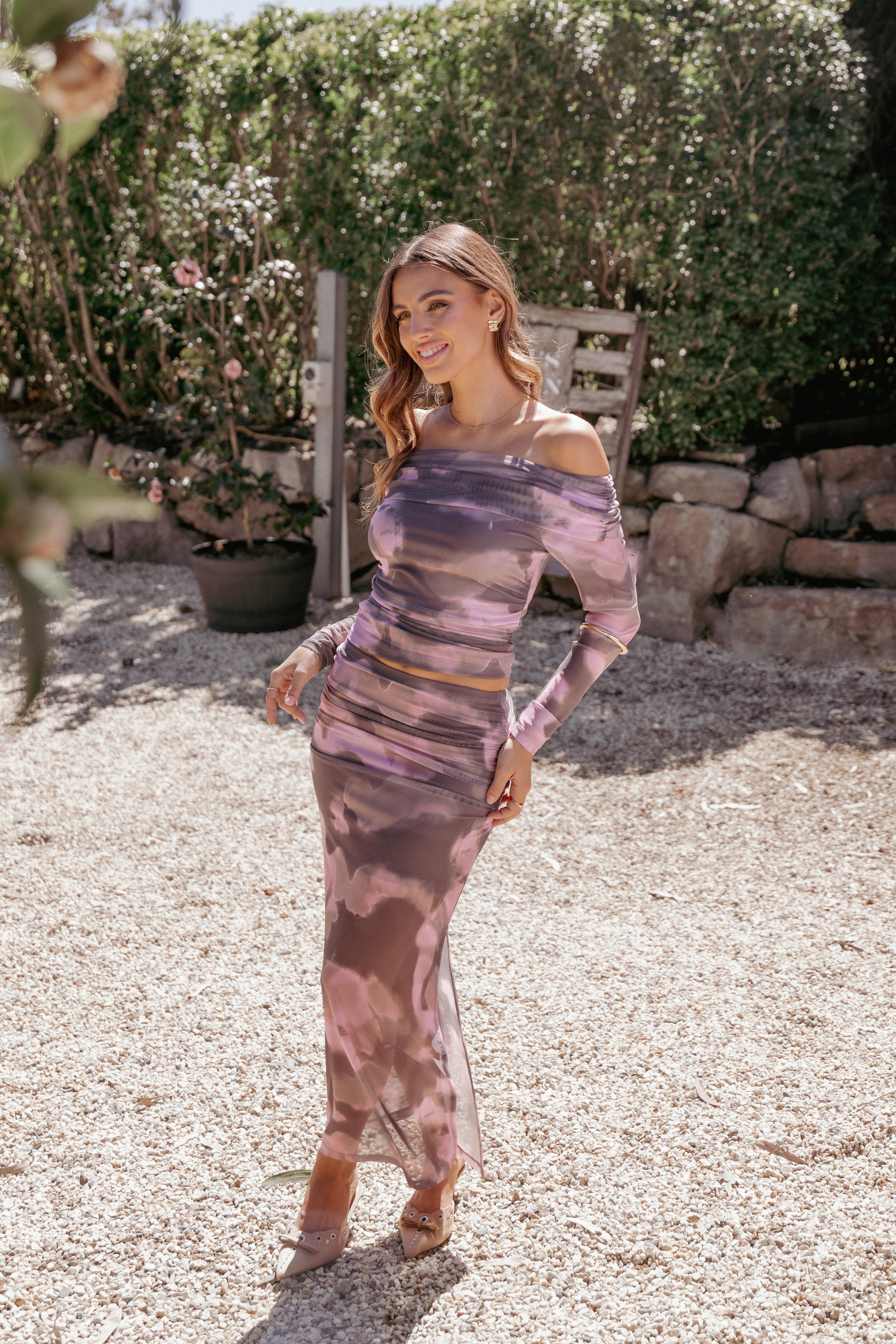 Petal and Pup USA BOTTOMS Caelira Skirt - Pink/Brown Print