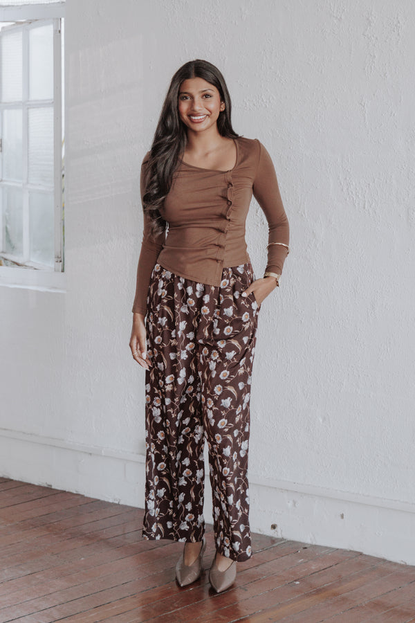 Petal and Pup USA BOTTOMS Calantha Wide Leg Pants - Fall Floral