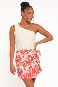 Petal and Pup USA BOTTOMS Calypso Wrap Mini Skirt - Red Floral