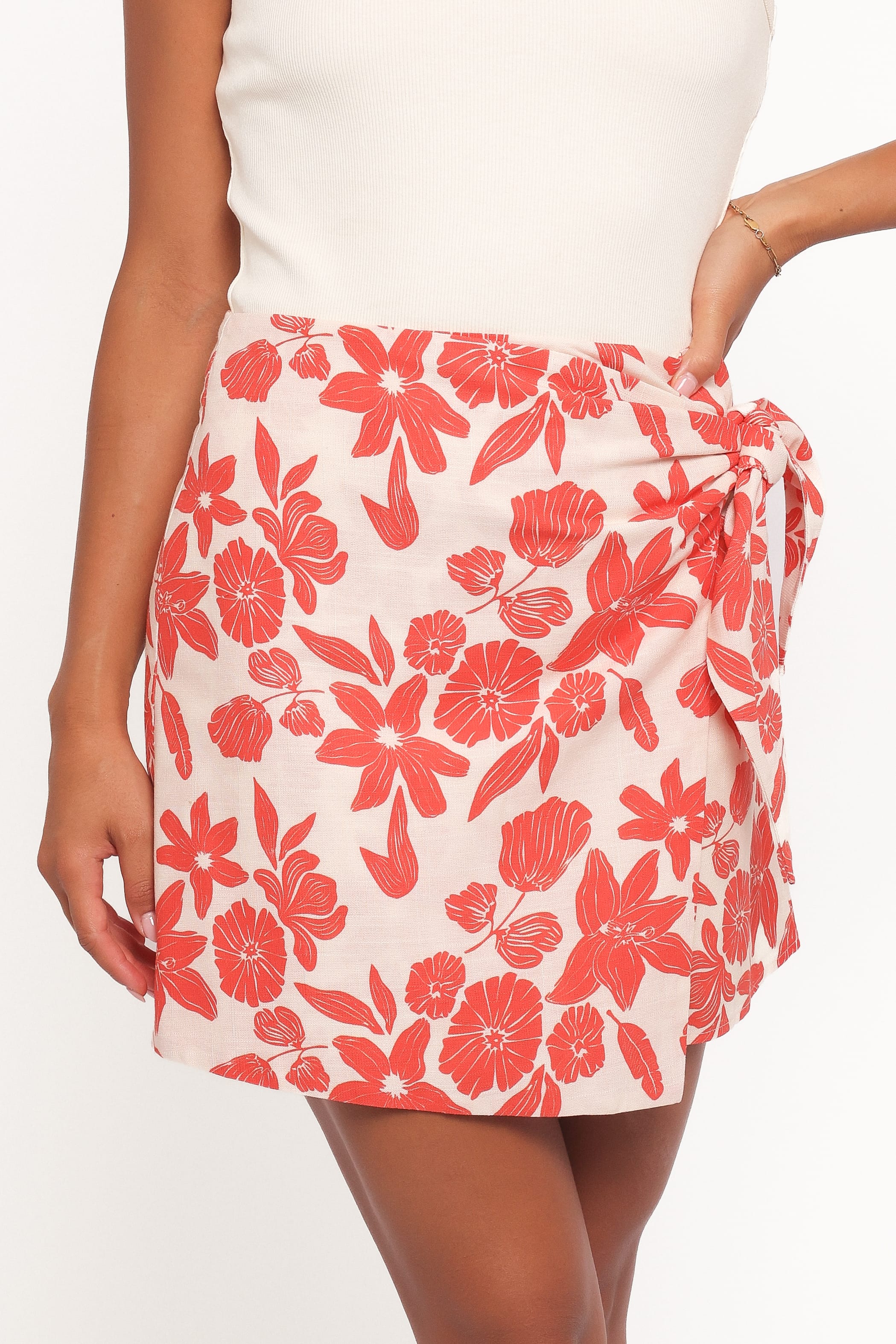 Calypso Wrap Mini Skirt - Red Floral | Petal & Pup USA