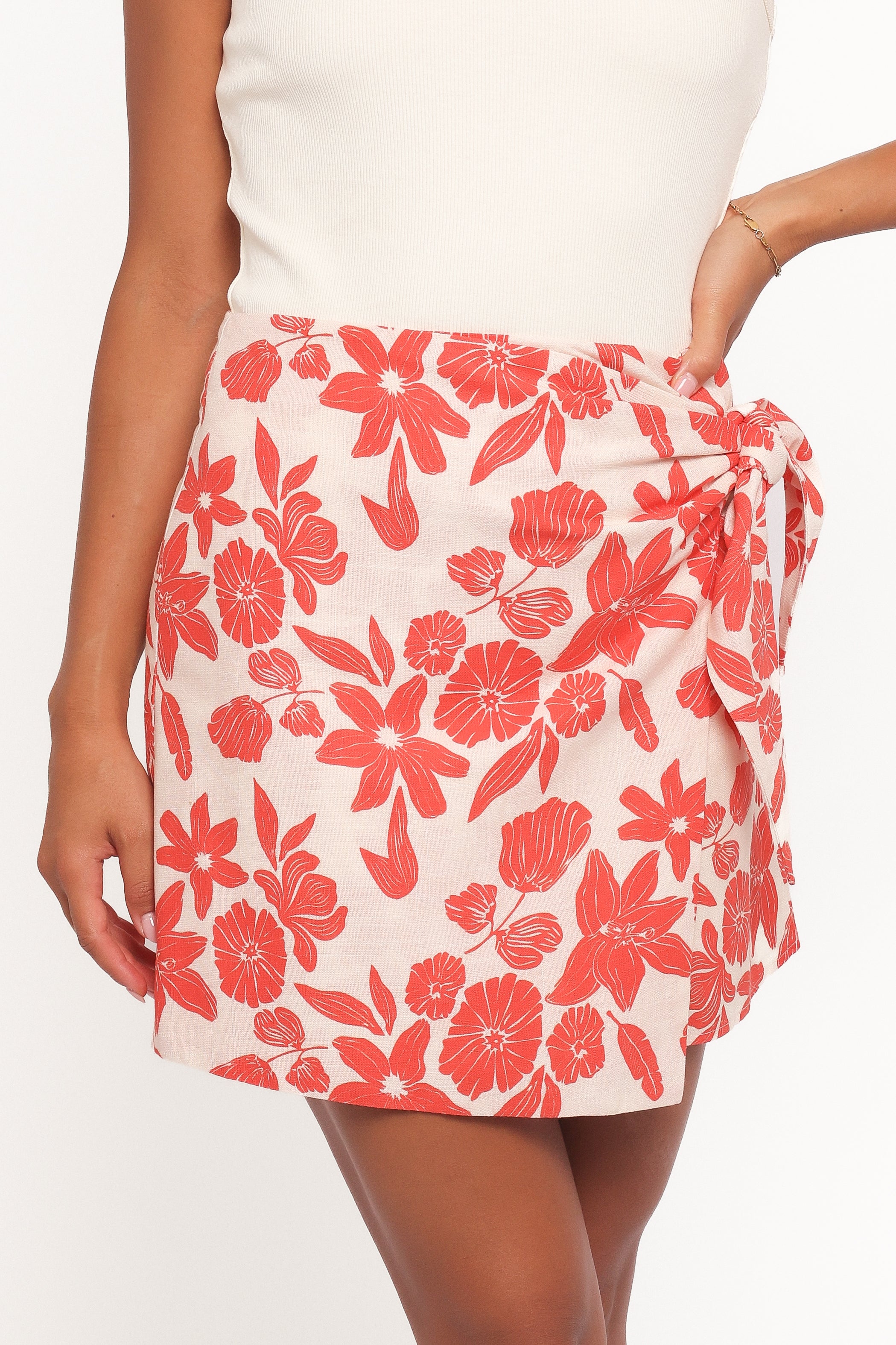 Petal and Pup USA BOTTOMS Calypso Wrap Mini Skirt - Red Floral