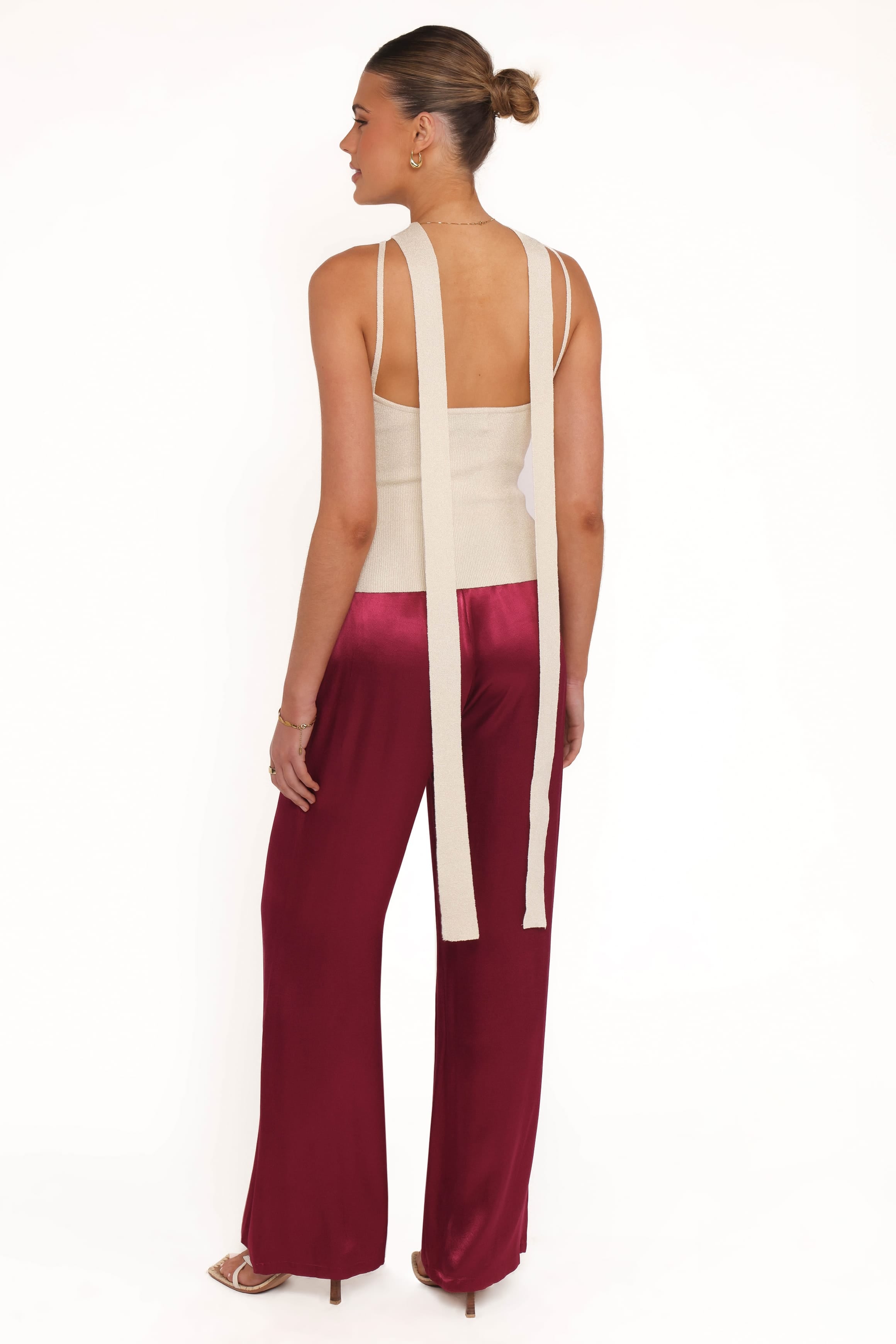 Petal and Pup USA BOTTOMS Carissa Satin Pants - Berry
