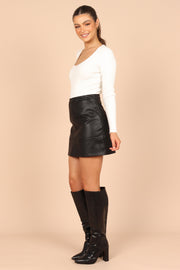 Petal and Pup USA BOTTOMS Carly Faux Leather Mini Skirt - Black