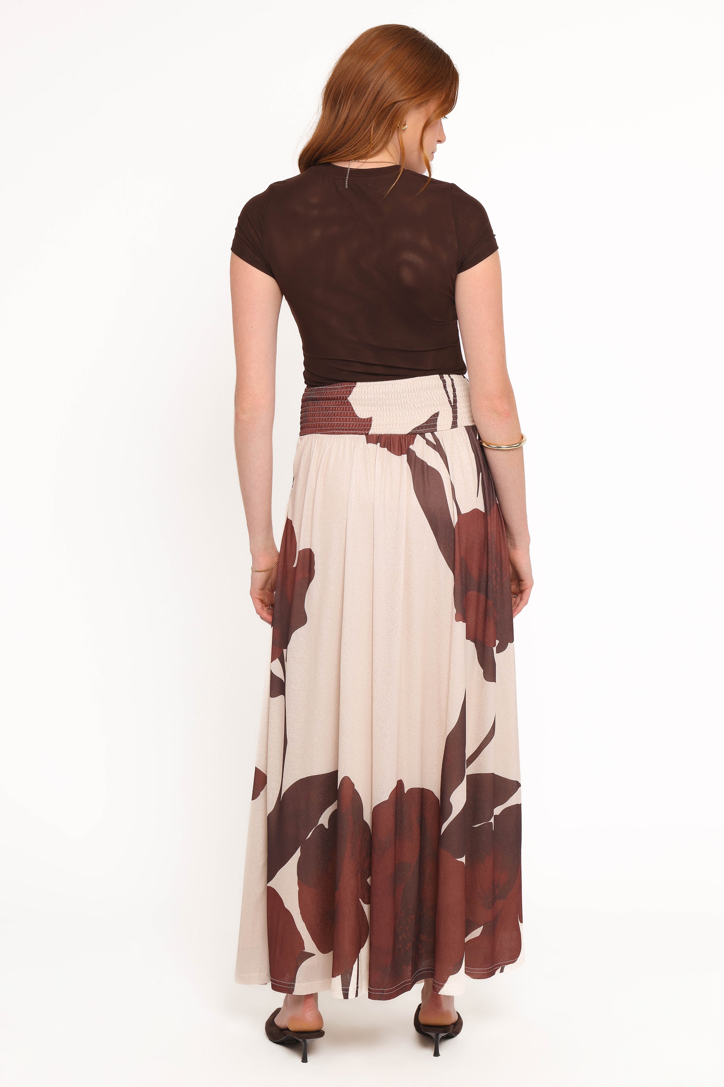 Petal and Pup USA BOTTOMS Cascade Maxi Skirt - Cream Brown Floral