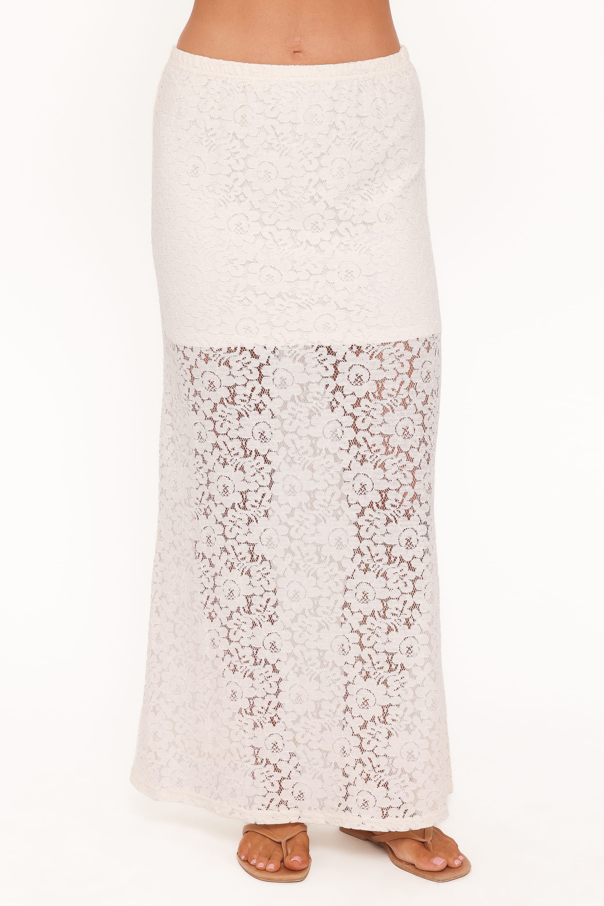 Petal and Pup USA BOTTOMS Cassie Lace Maxi Skirt - Cream