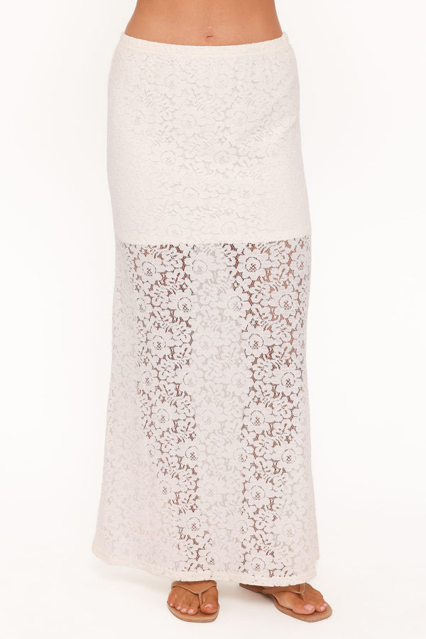 Petal and Pup USA BOTTOMS Cassie Lace Maxi Skirt - Cream