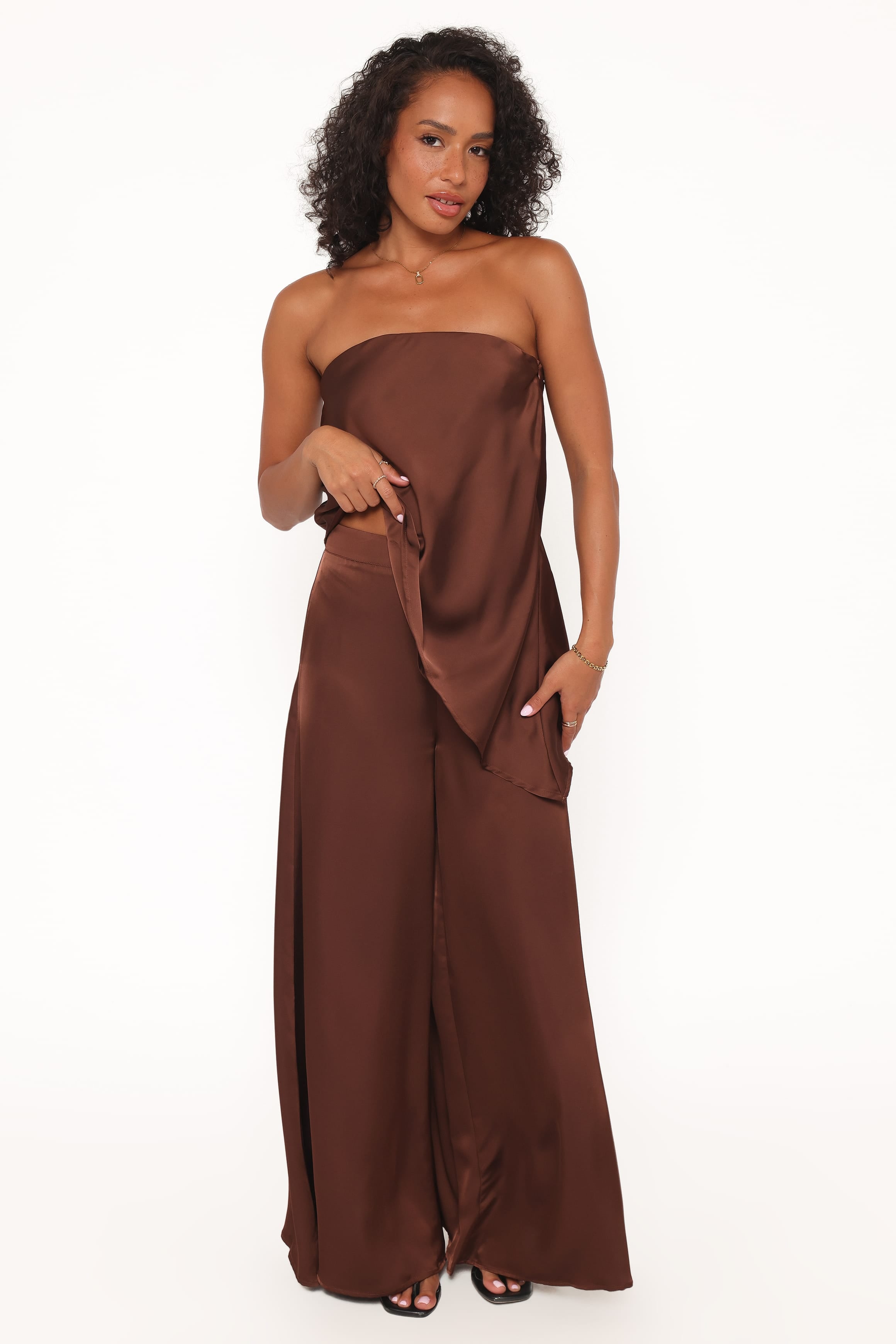 Petal and Pup USA BOTTOMS Charmer Wide Leg Pant - Dark Brown