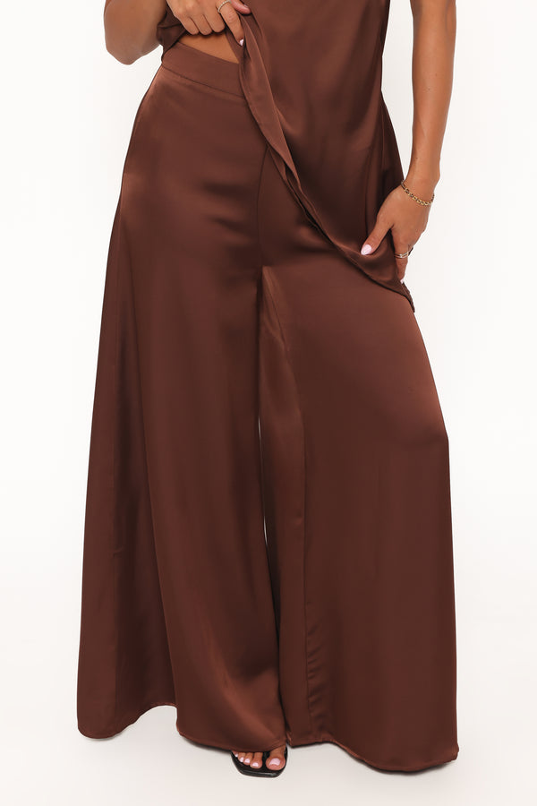Petal and Pup USA BOTTOMS Charmer Wide Leg Pant - Dark Brown
