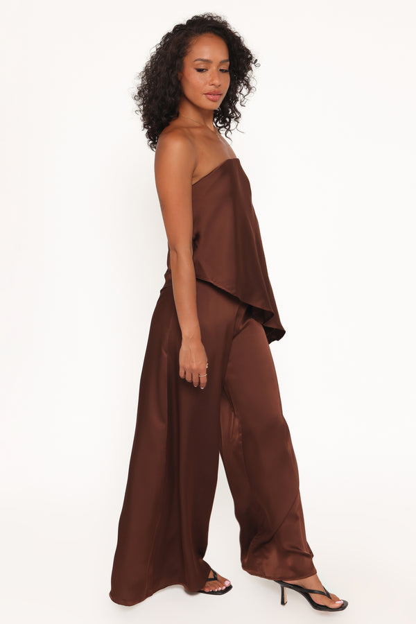 Petal and Pup USA BOTTOMS Charmer Wide Leg Pant - Dark Brown