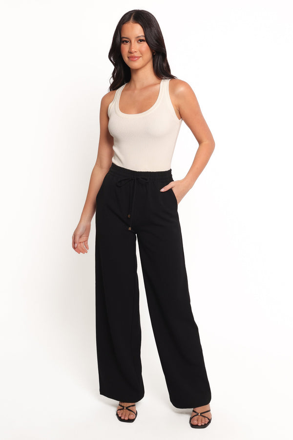 Petal and Pup USA BOTTOMS Cinch Wide Leg Crepe Pant - Black