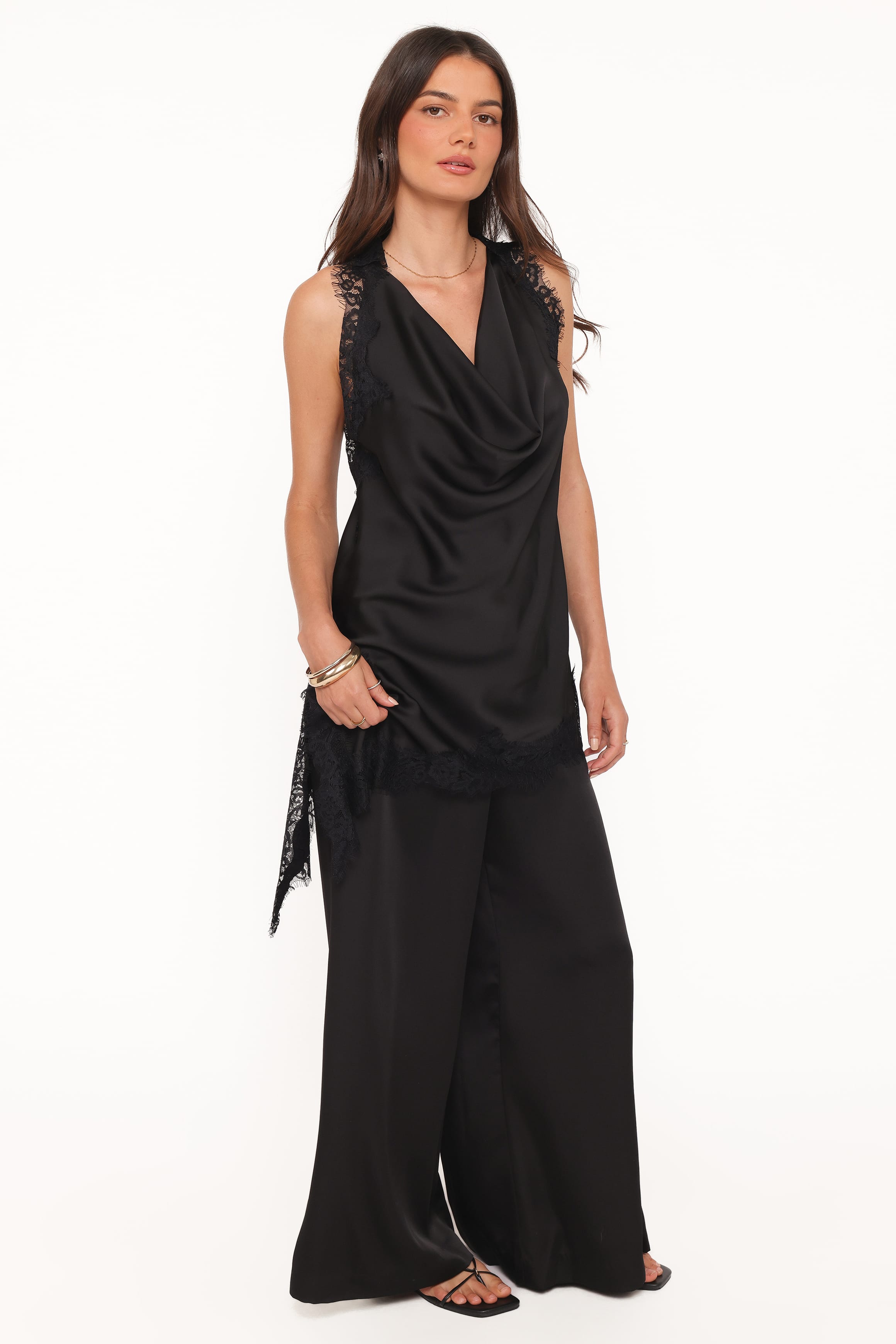 Petal and Pup USA BOTTOMS Clara Wide Leg Tailored Pant - Black