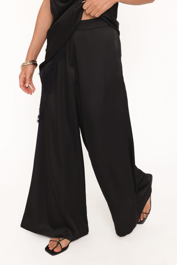 Petal and Pup USA BOTTOMS Clara Wide Leg Tailored Pant - Black