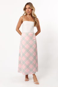 Petal and Pup USA BOTTOMS Clarissa Midi Skirt - Pink Check