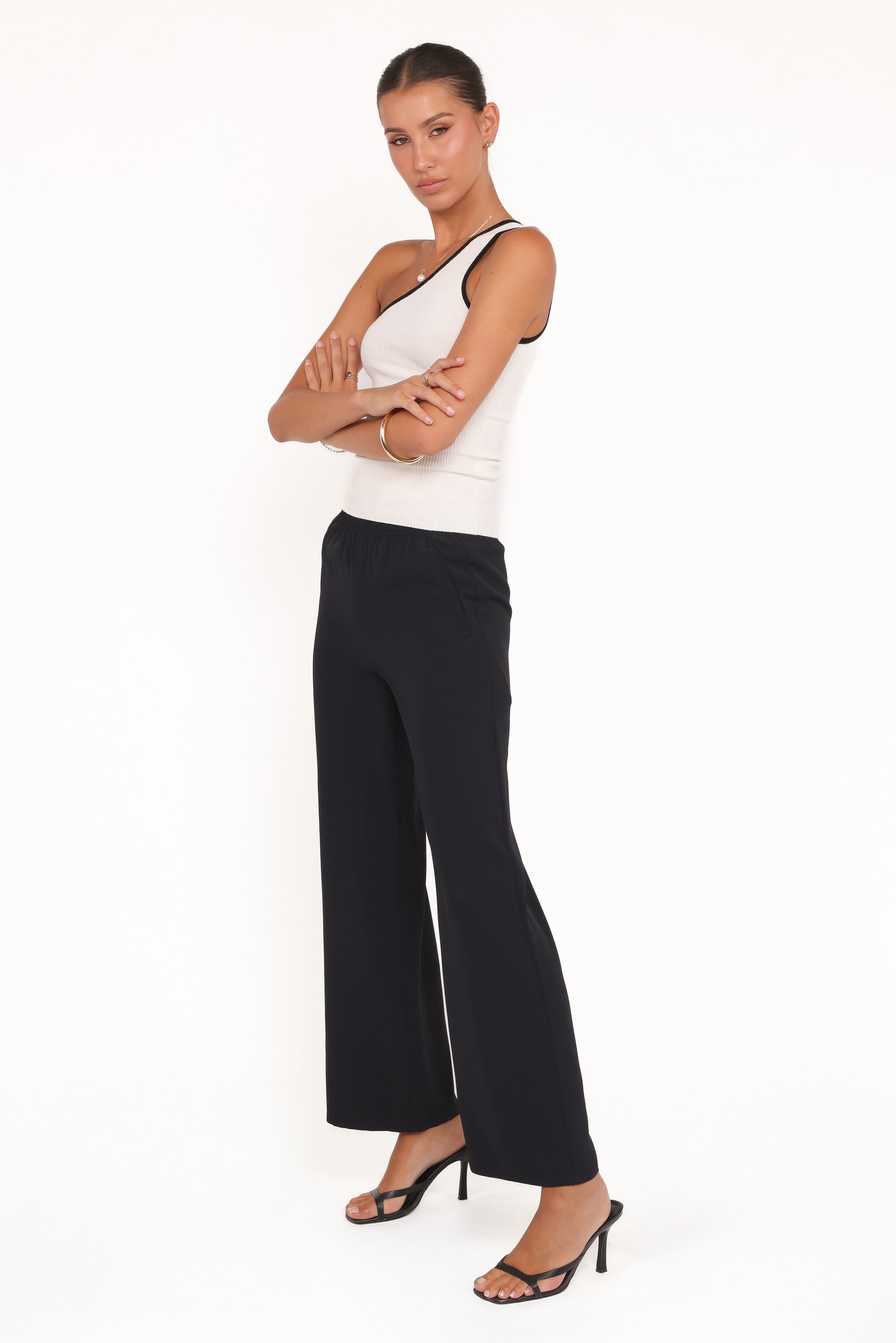 Petal and Pup USA BOTTOMS Clark Crepe Wide Leg Pant - Black