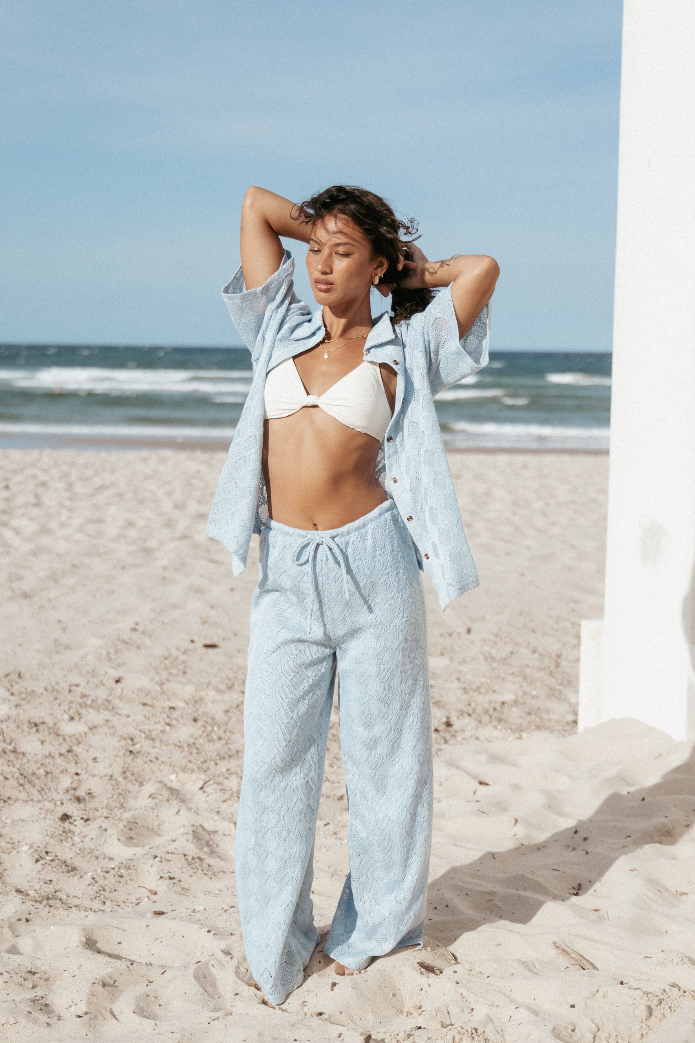 Petal and Pup USA BOTTOMS Cora Knit Pant - Blue