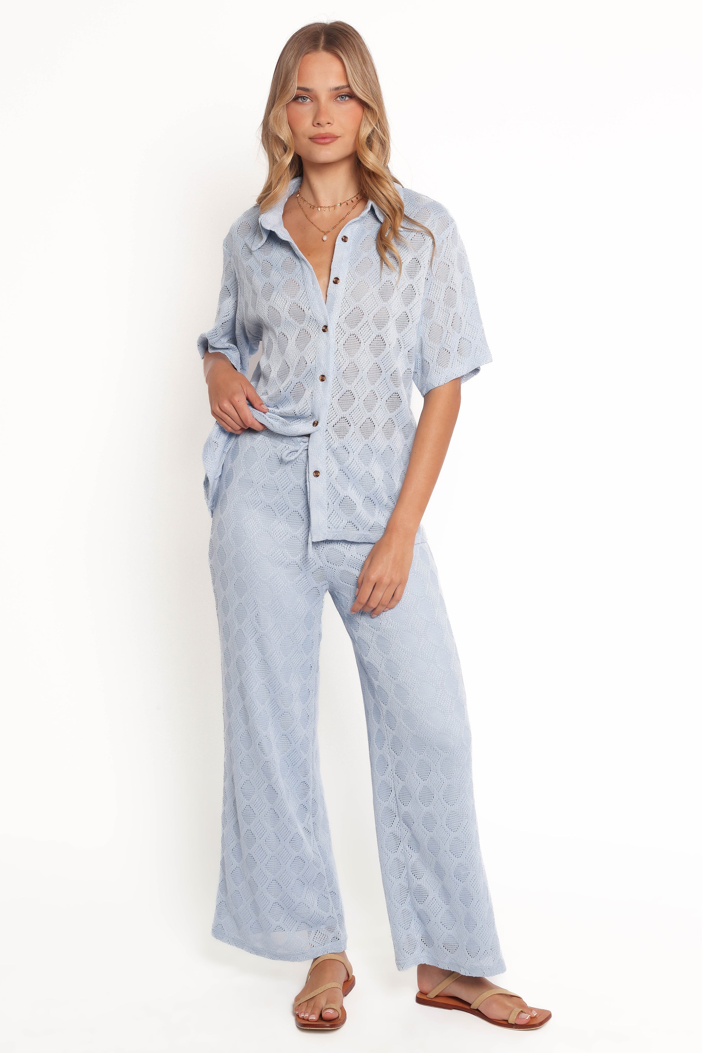 Petal and Pup USA BOTTOMS Cora Knit Pant - Blue