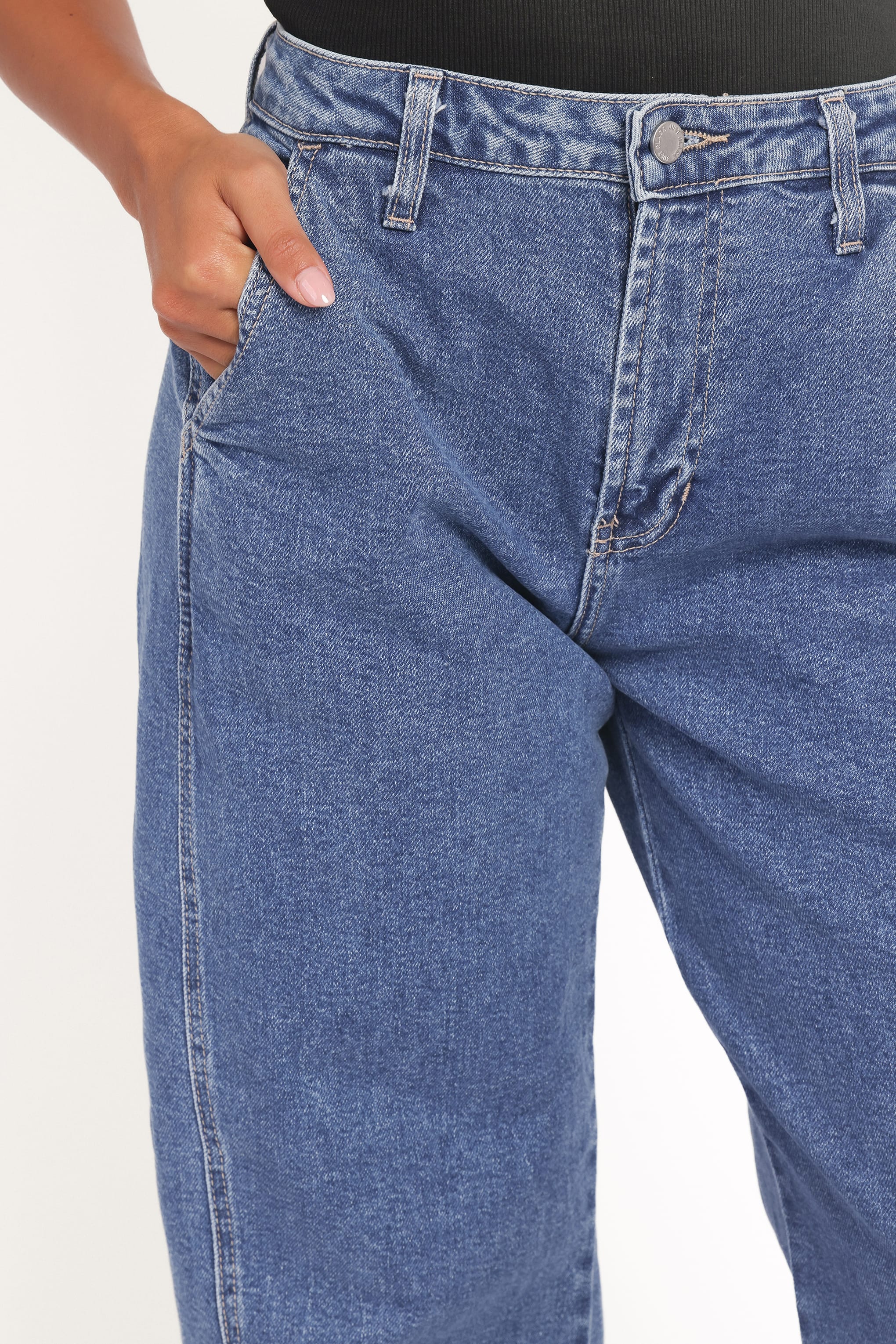 Petal and Pup USA BOTTOMS Cosima Stretch Arc Barrel Jean - Medium Wash