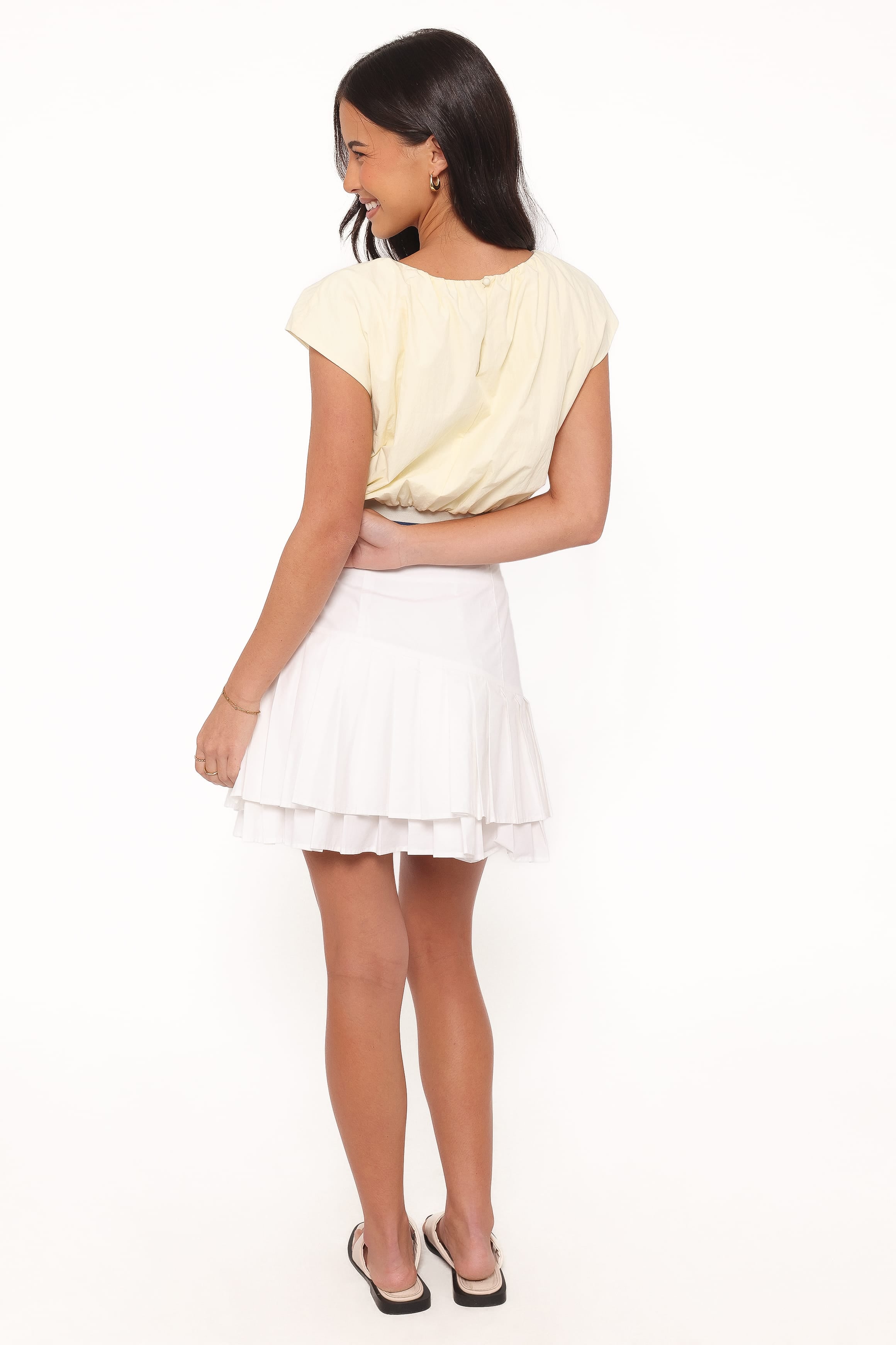 Petal and Pup USA BOTTOMS Cygnus Pleated Mini Skirt - White