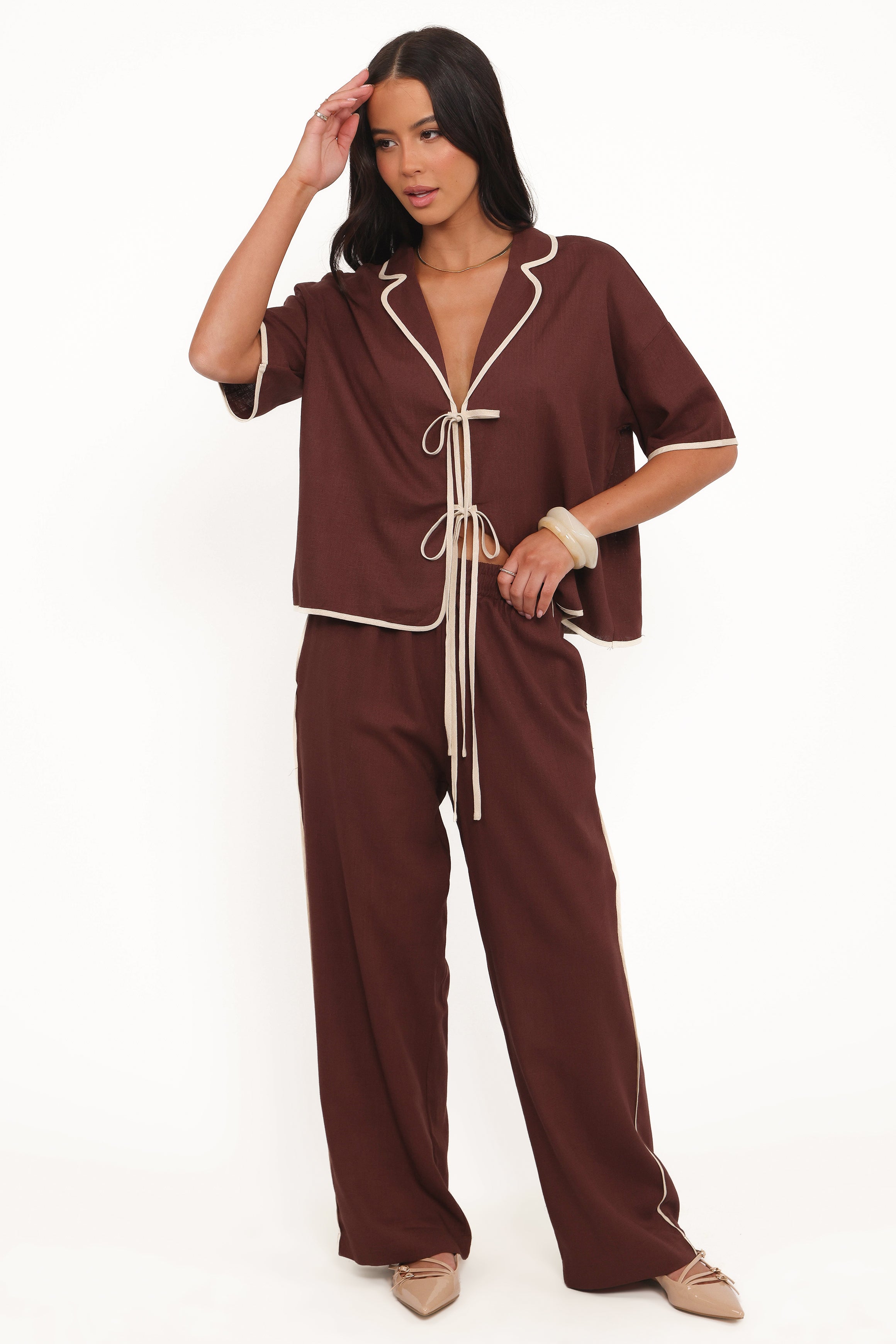 Petal and Pup USA BOTTOMS Dalton Pant - Brown Cream