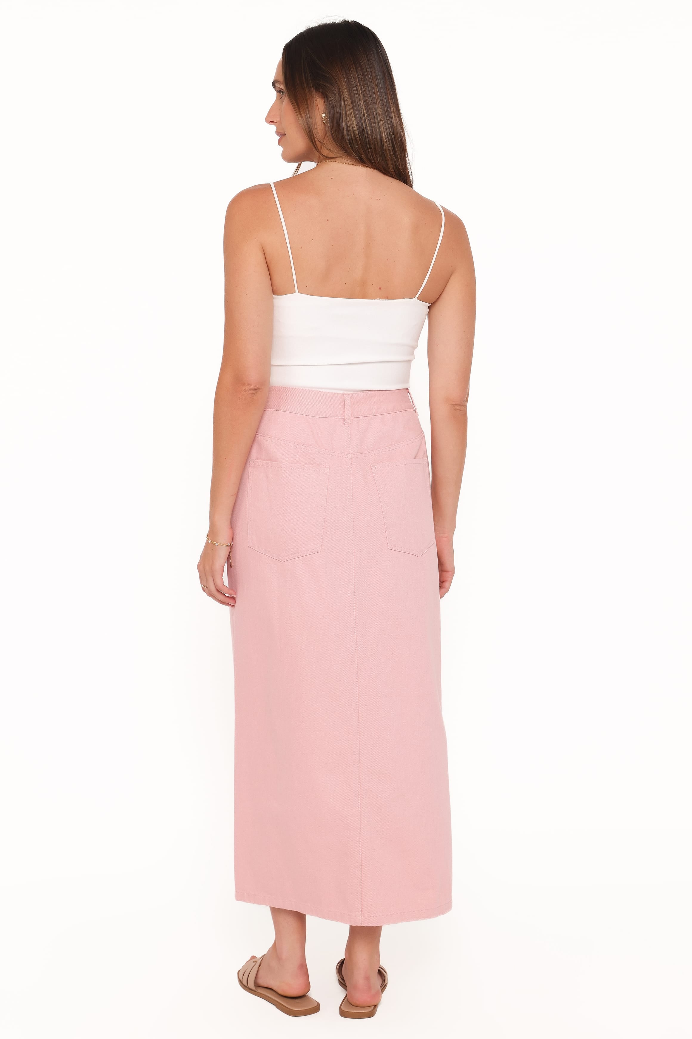新品未使用　stina pull-on skirt ダスティピンク Free Dana Denim Midi Skirt - Dusty Pink | Petal & Pup USA