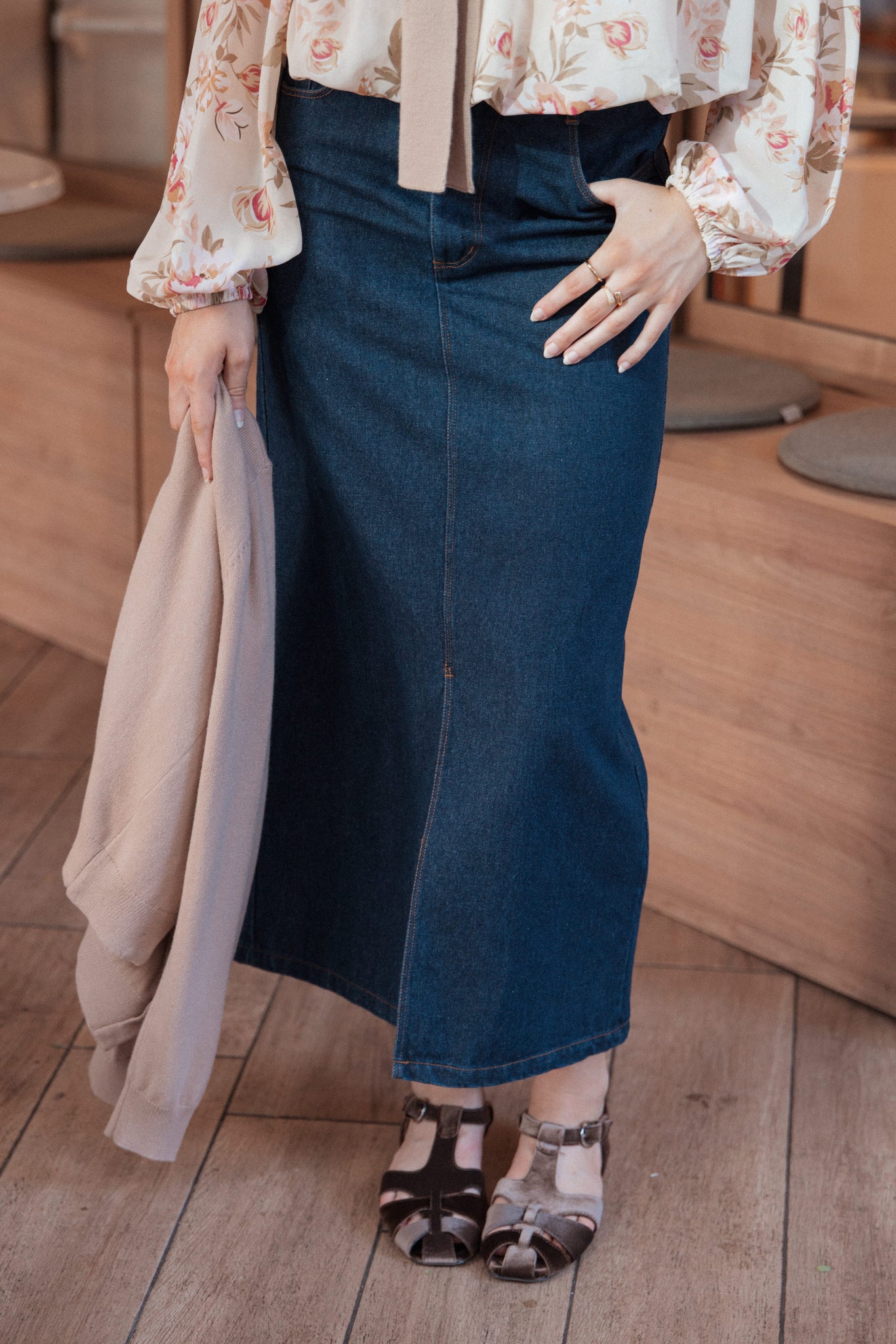 Dana Denim Midi Skirt