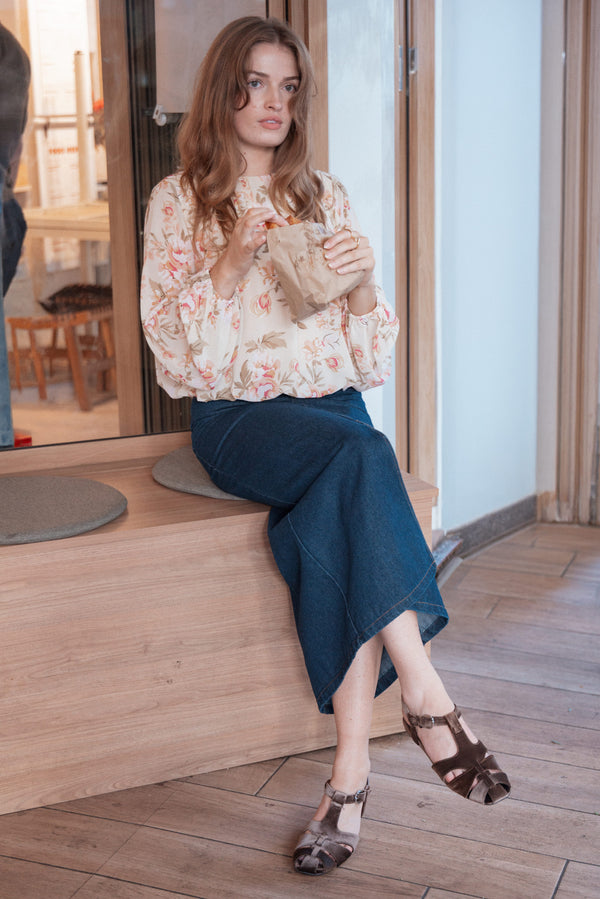 Petal and Pup USA BOTTOMS Dana Denim Midi Skirt - Midnight
