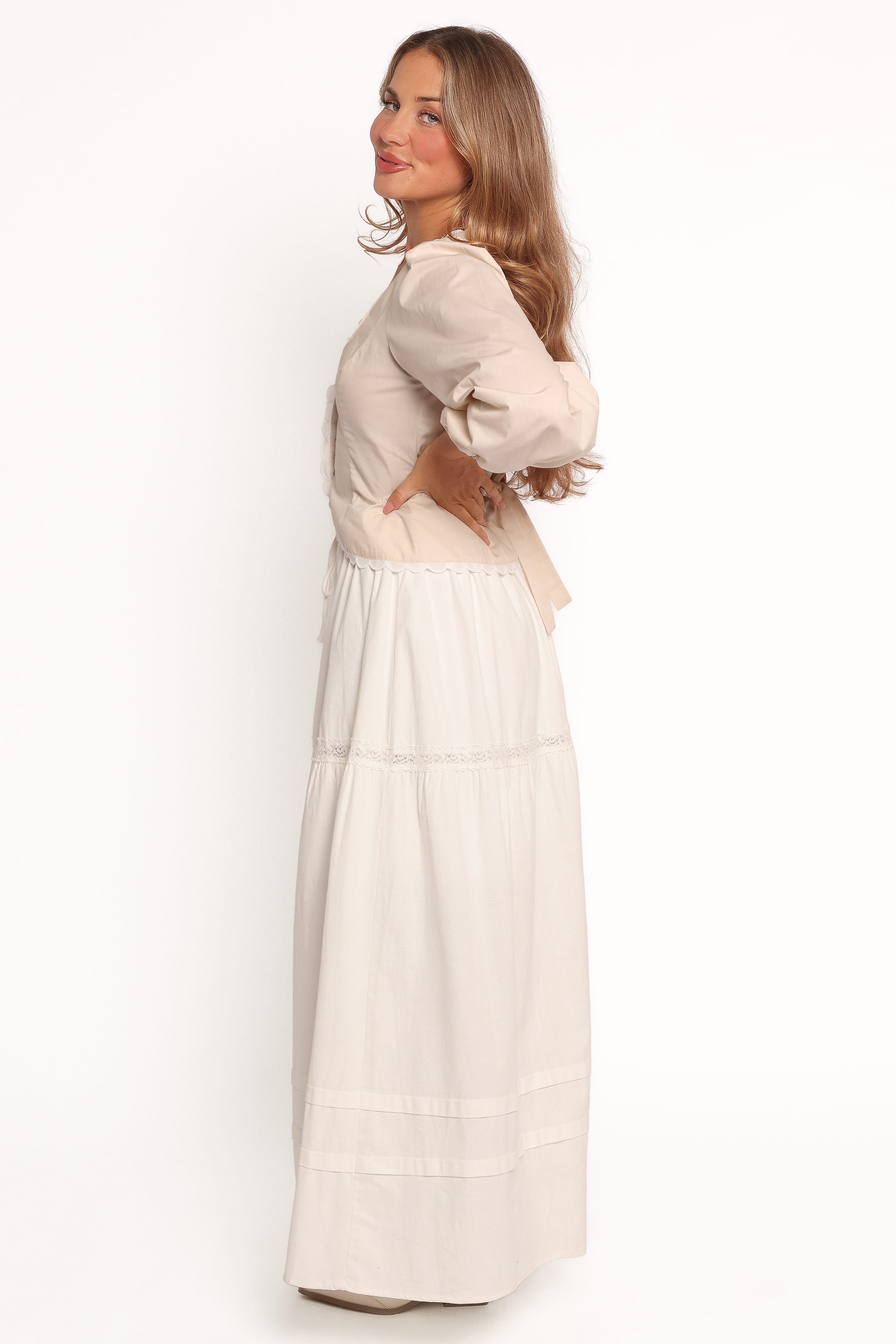 Petal and Pup USA BOTTOMS Darlia Tiered Maxi Skirt - White (Hold for Rack)