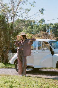 Petal and Pup USA BOTTOMS Darya Pants - Chocolate Stripe