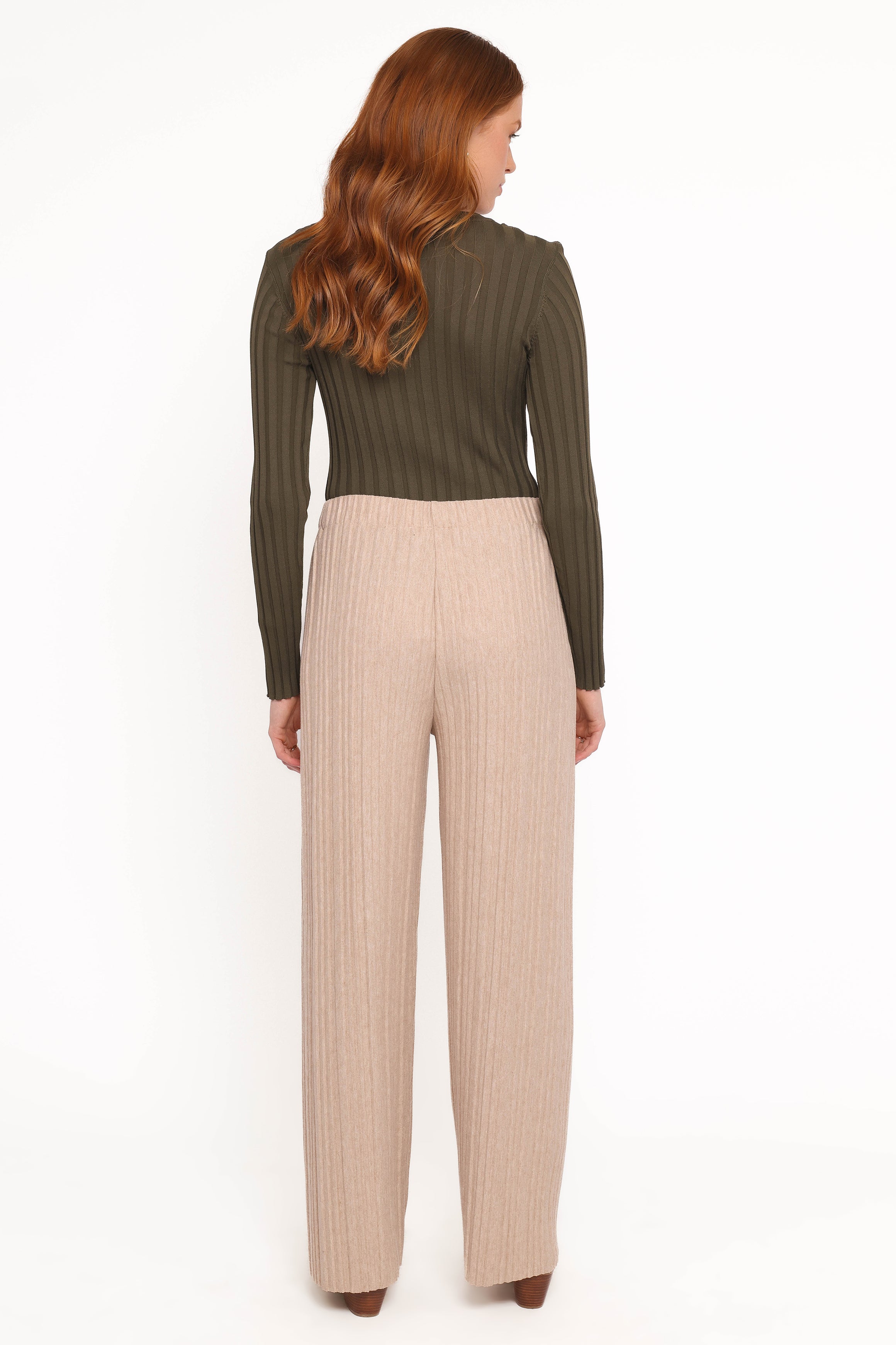 Petal and Pup USA BOTTOMS Davis Pleated Knit Pant - Beige