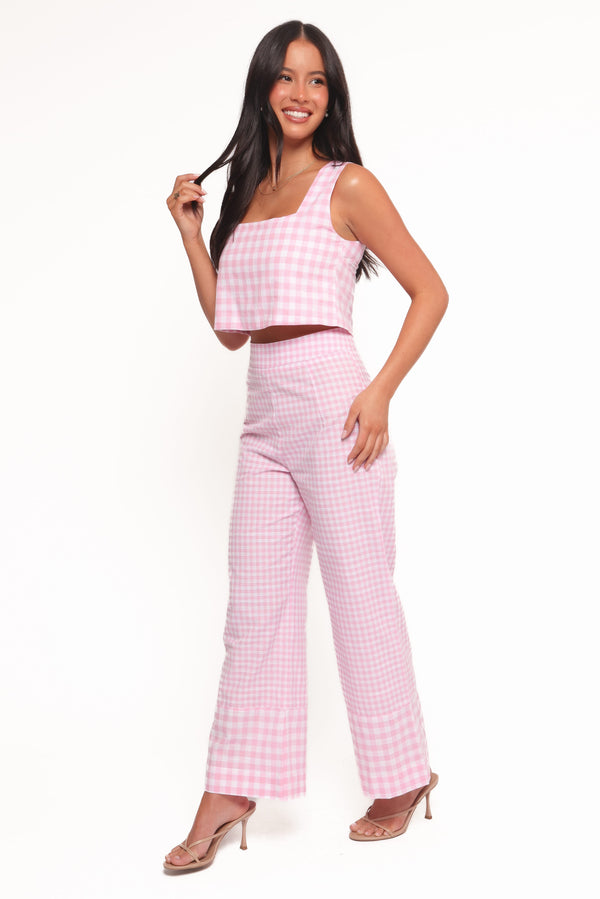 Petal and Pup USA BOTTOMS Devlin Cotton Pant - Pink Gingham